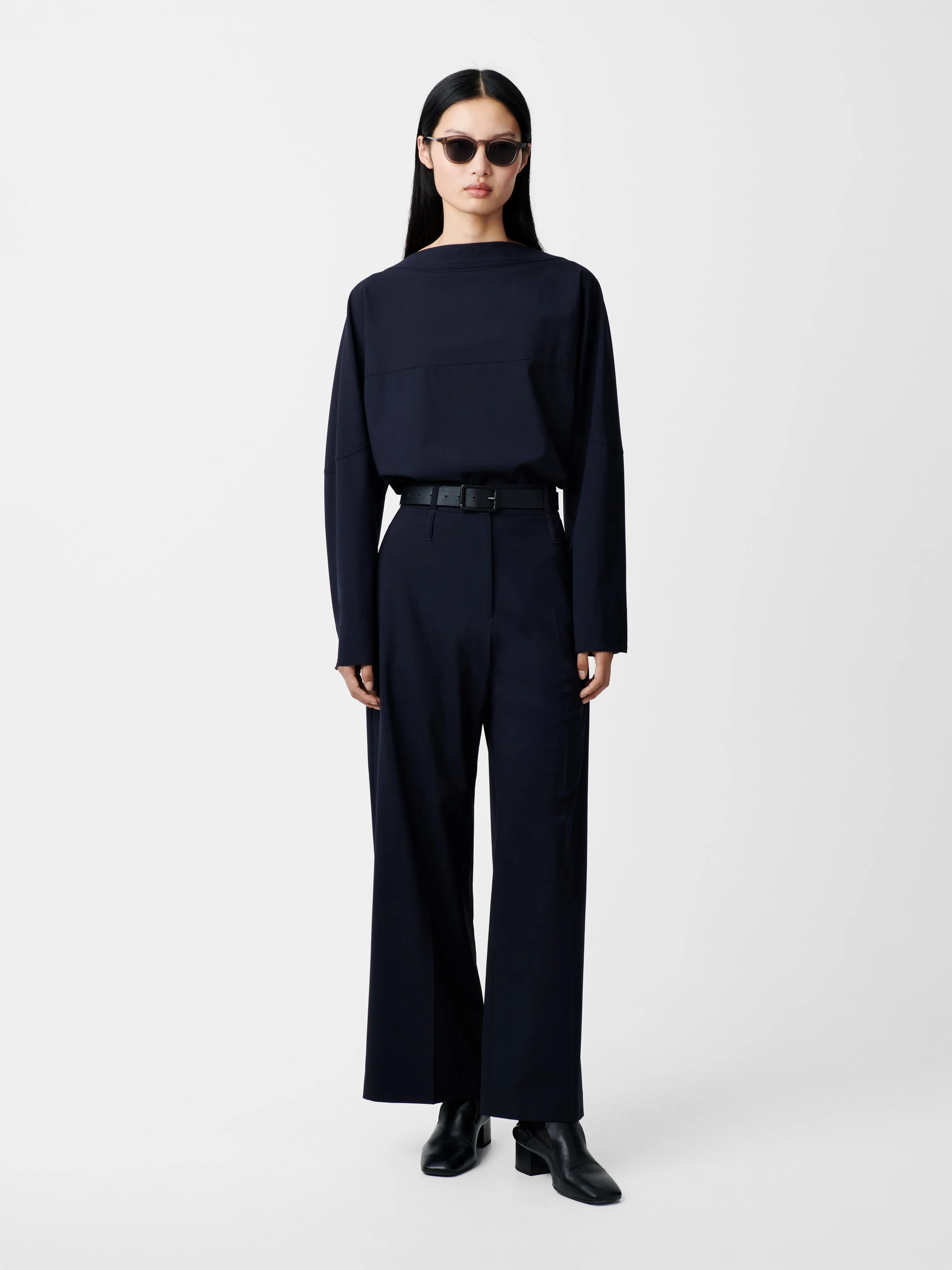Baier Tropical Wool Pant in Darkest Navy sold by Studio Nicholson