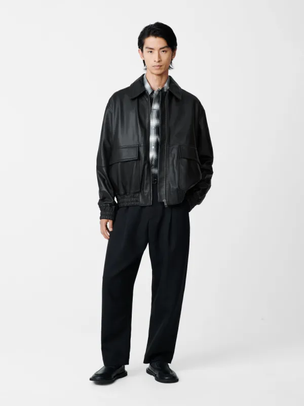 Piston Leather Jacket in Black sold by Studio Nicholson