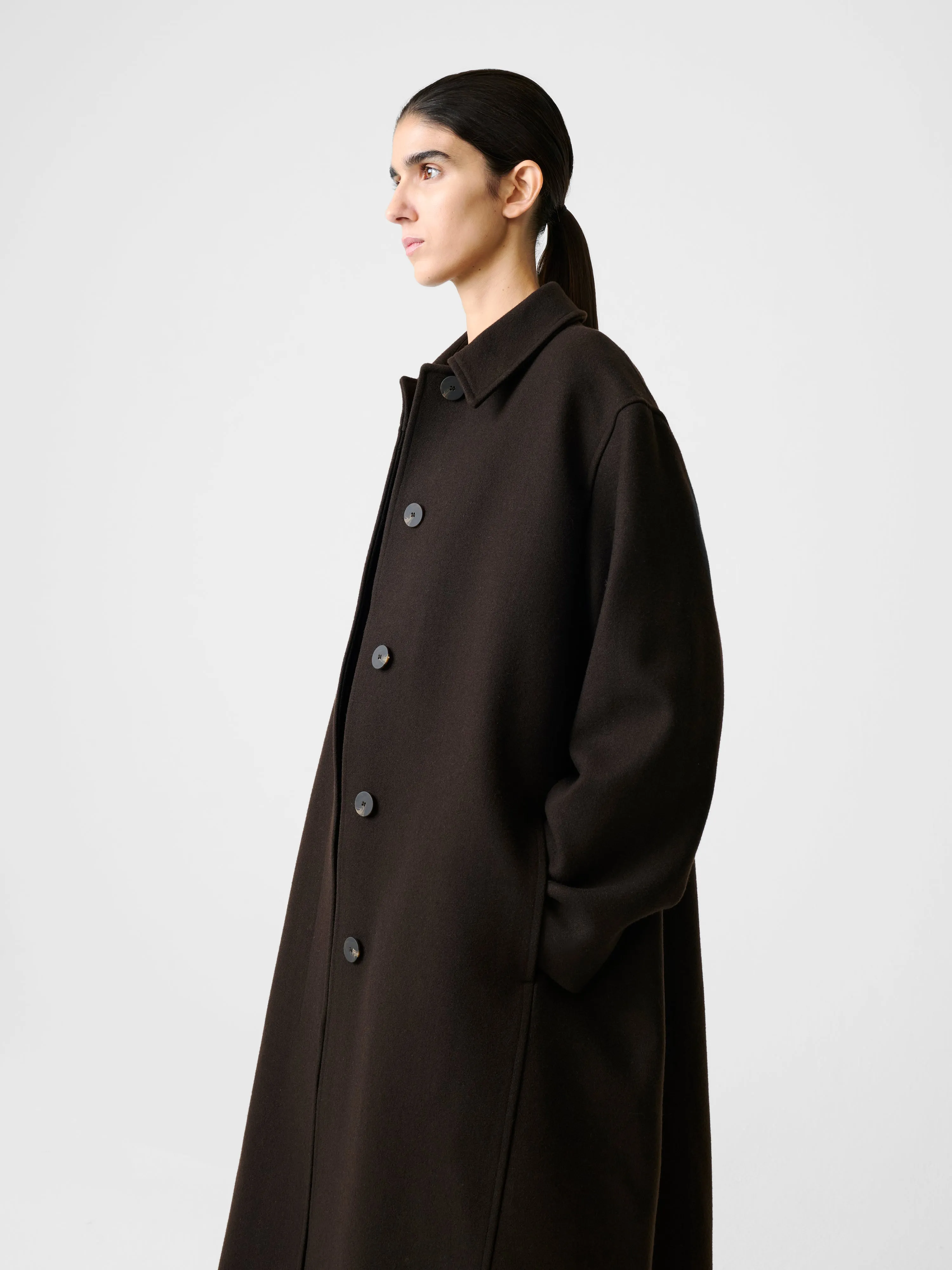 Ria Coat in Espresso sold by Studio Nicholson product image thumbnail 3
