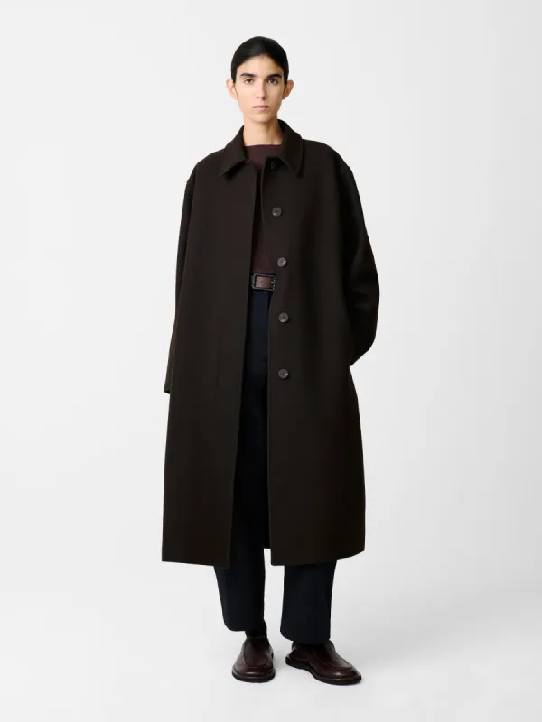 Ria Coat in Espresso sold by Studio Nicholson