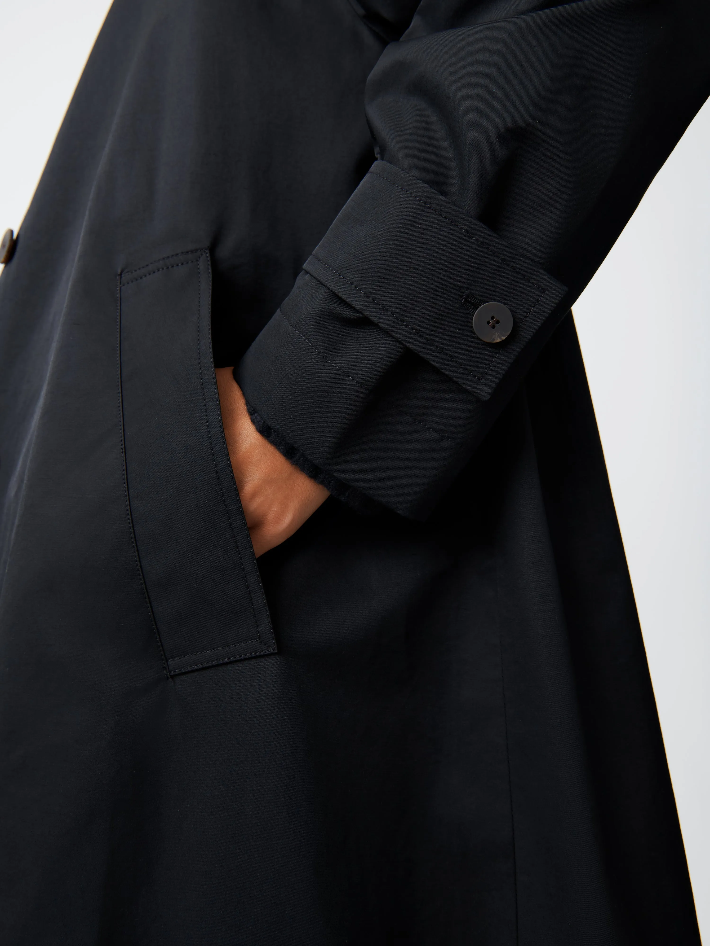 Holin Coated Cotton Coat in Black sold by Studio Nicholson product image thumbnail 5