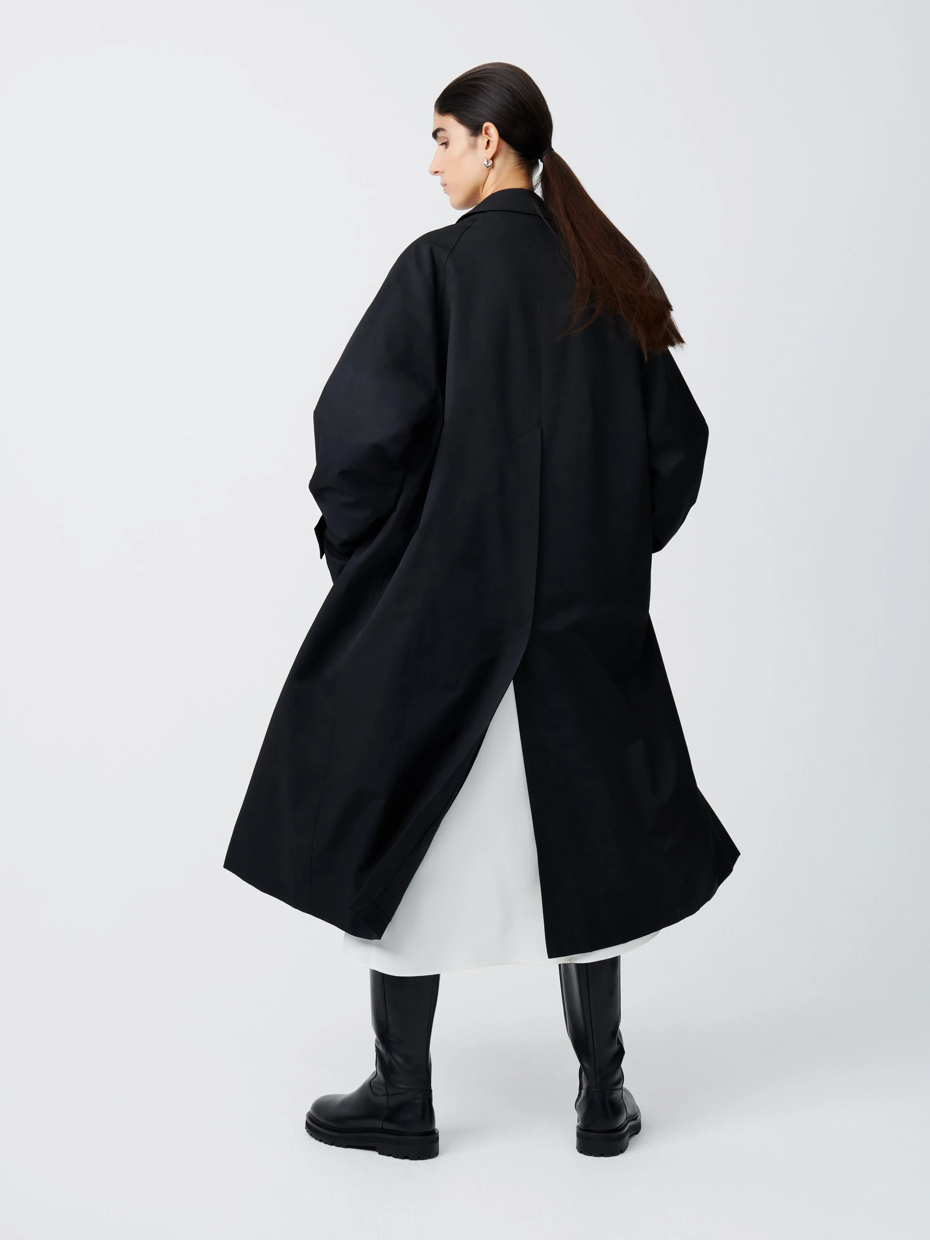 Holin Coated Cotton Coat in Black sold by Studio Nicholson product image thumbnail 3