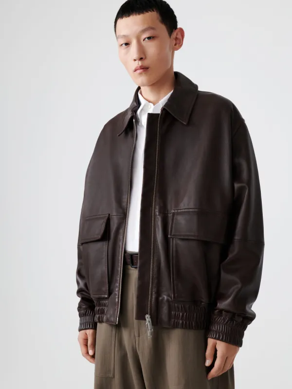 Piston Leather Jacket in Brown sold by Studio Nicholson