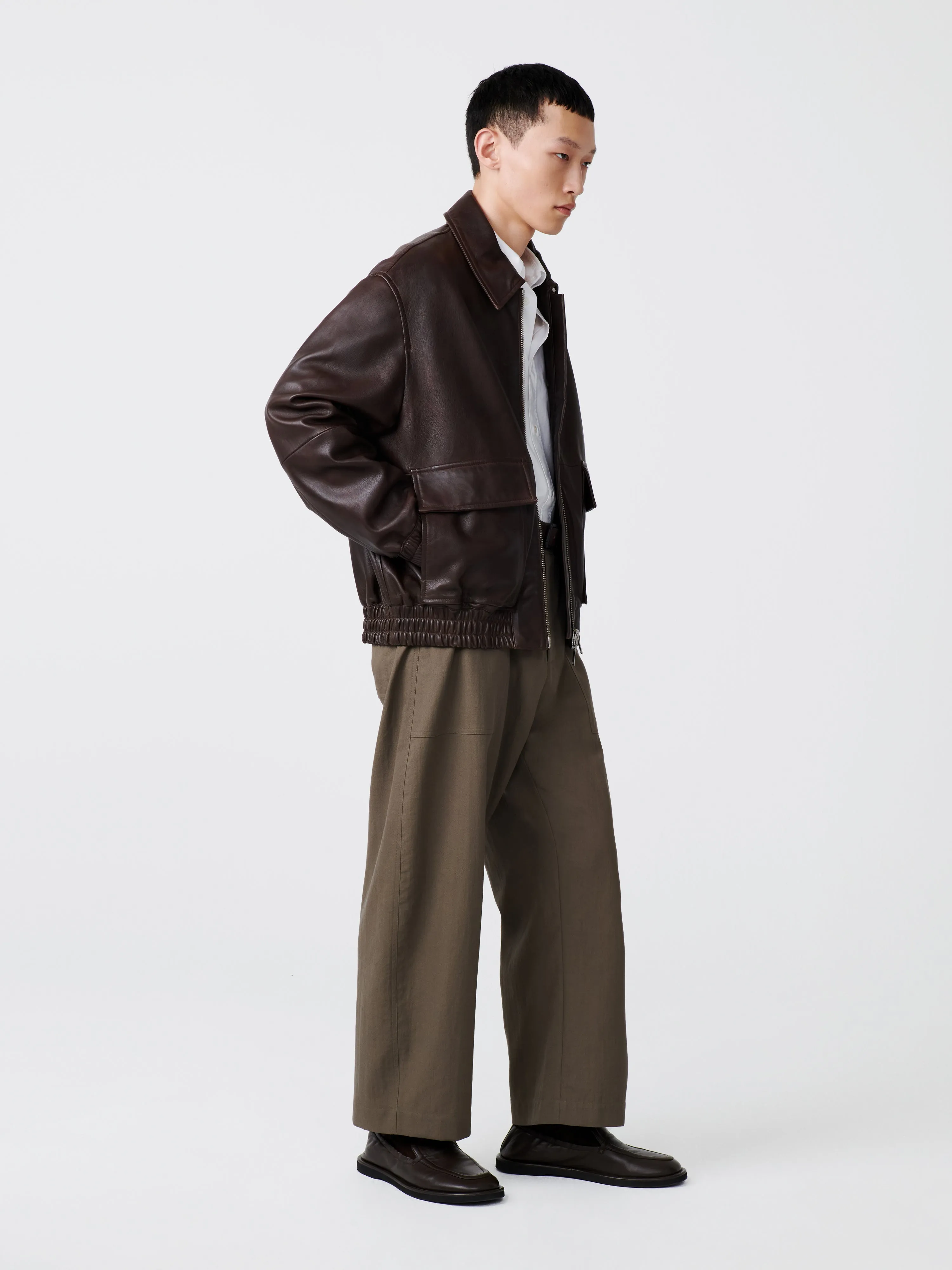Piston Leather Jacket in Brown sold by Studio Nicholson product image thumbnail 3
