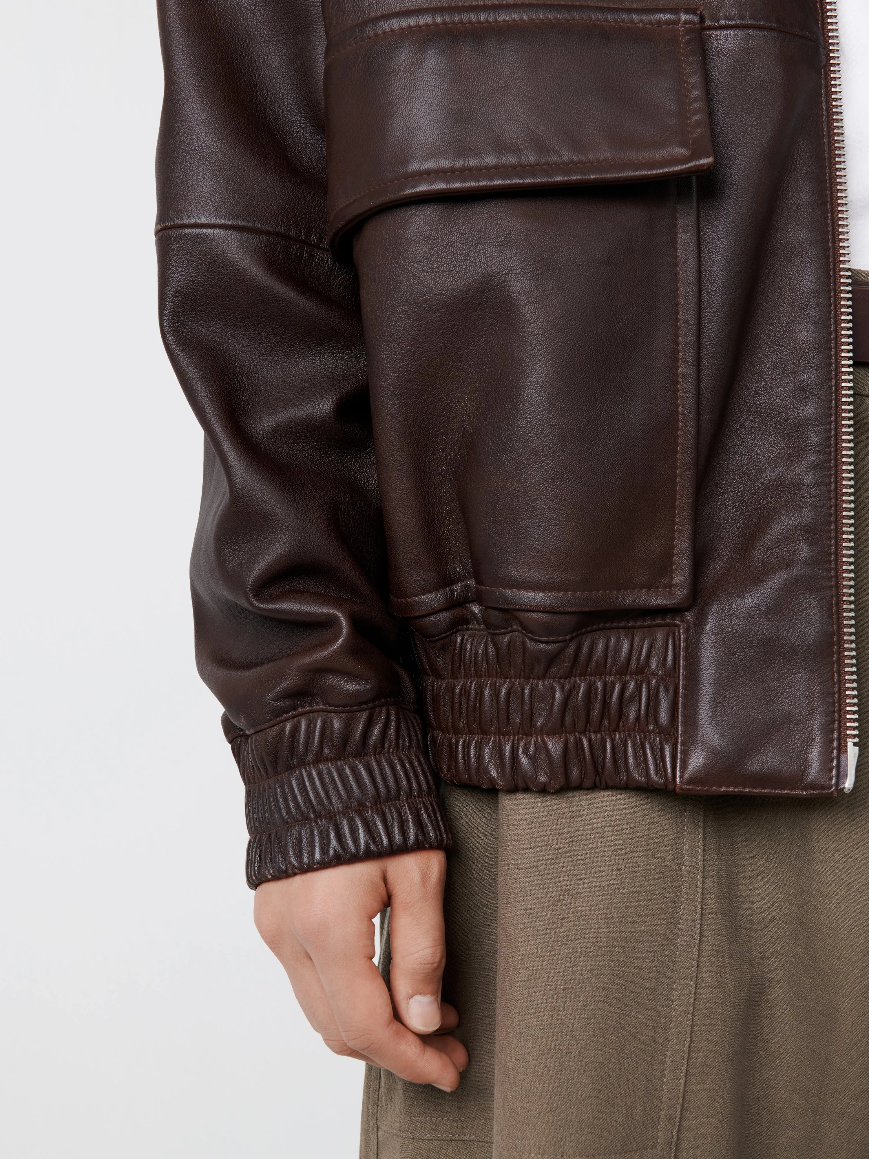 Piston Leather Jacket in Brown sold by Studio Nicholson product image thumbnail 5