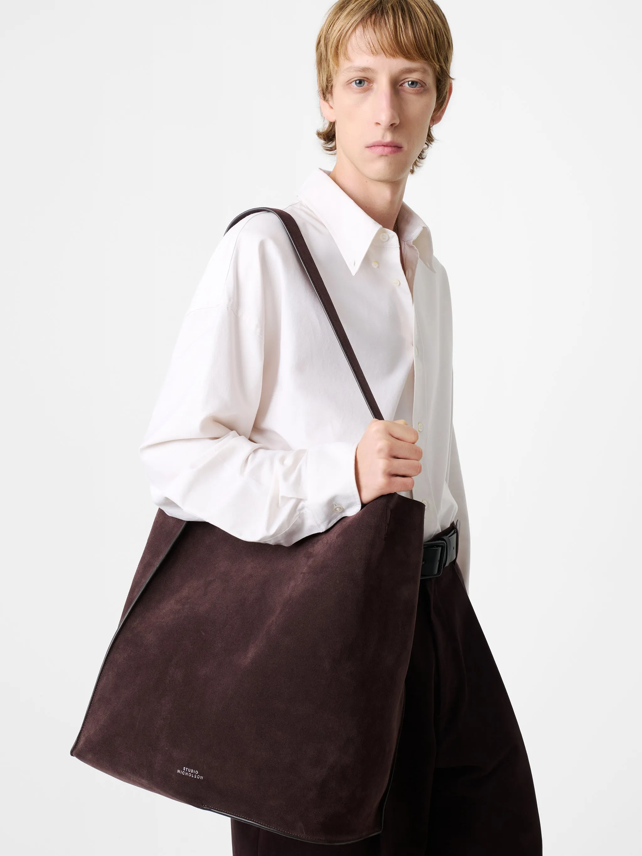 Doublet Type 2 Suede Bag in Conker sold by Studio Nicholson