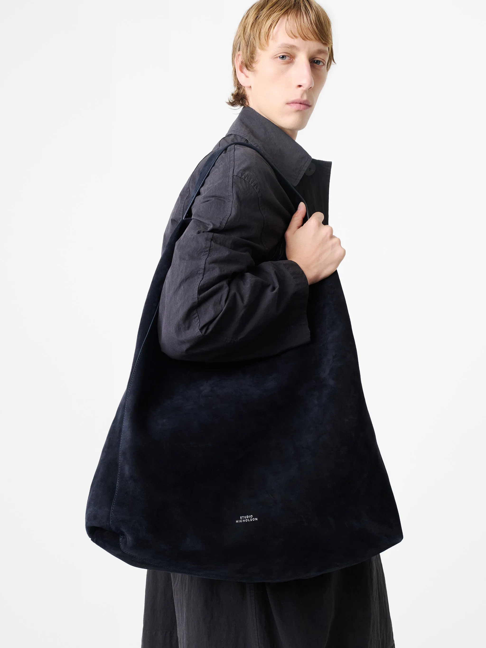 Hobo Type 2 Suede Bag in Darkest Navy sold by Studio Nicholson product image thumbnail 3