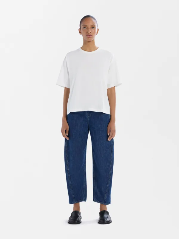 Akerman Washed Denim Pant in Indigo sold by Studio Nicholson