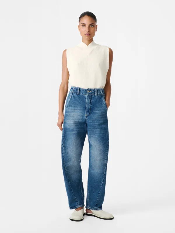 Akerman Denim Pant in Worn Wash Indigo sold by Studio Nicholson