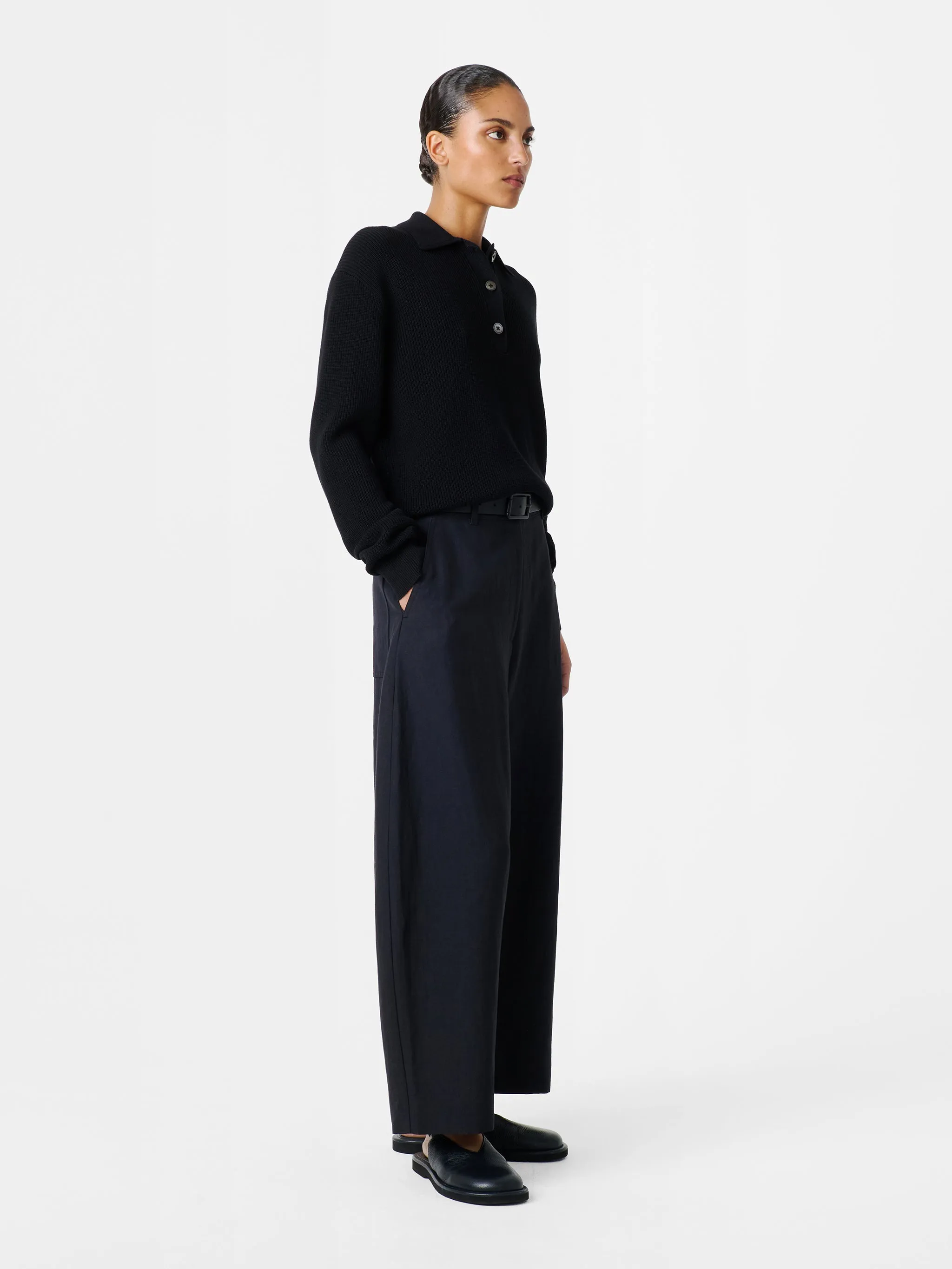 Chalco Linen Blend Pant in Darkest Navy sold by Studio Nicholson product image thumbnail 2