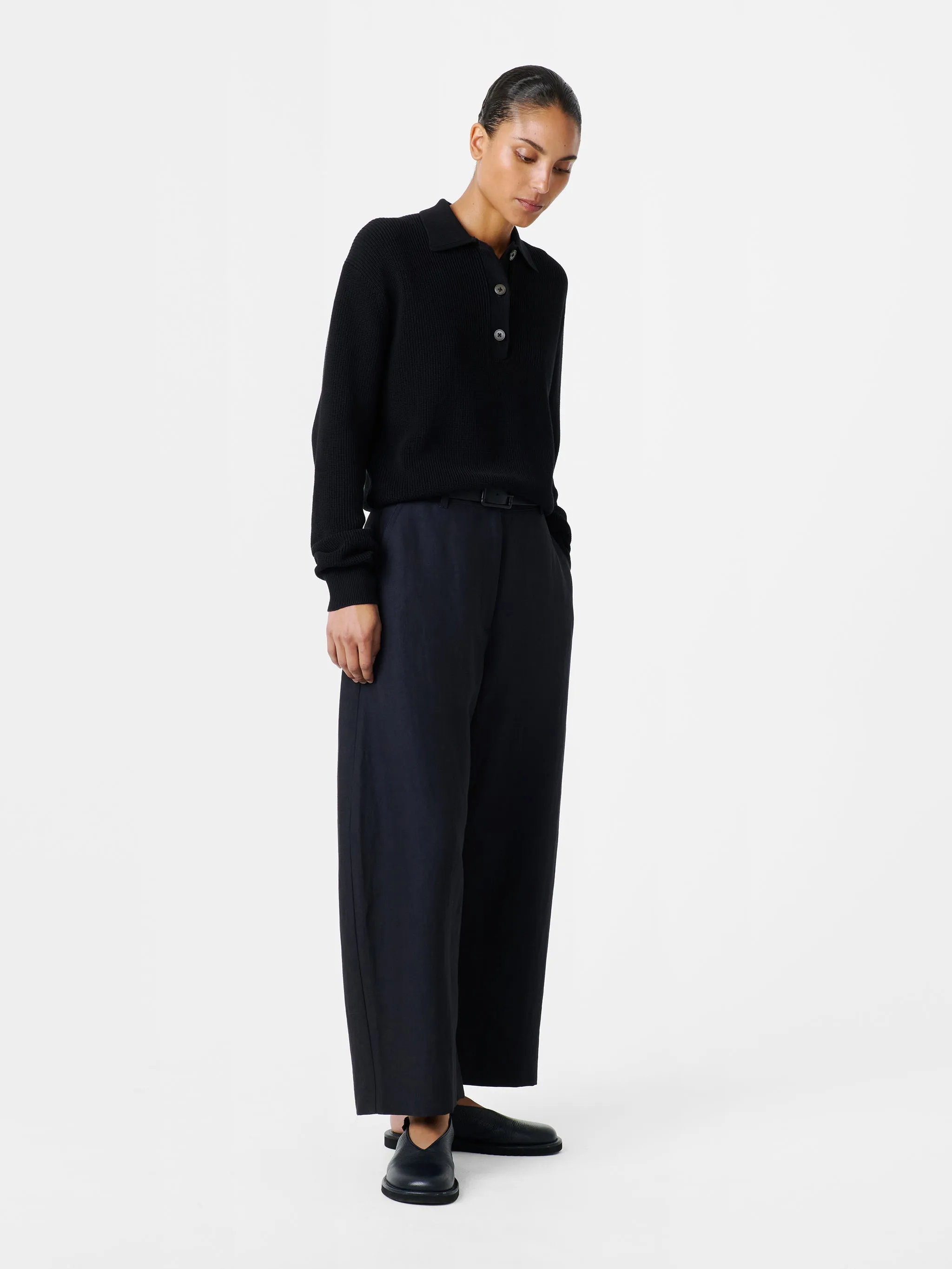 Chalco Linen Blend Pant in Darkest Navy sold by Studio Nicholson product image thumbnail 3