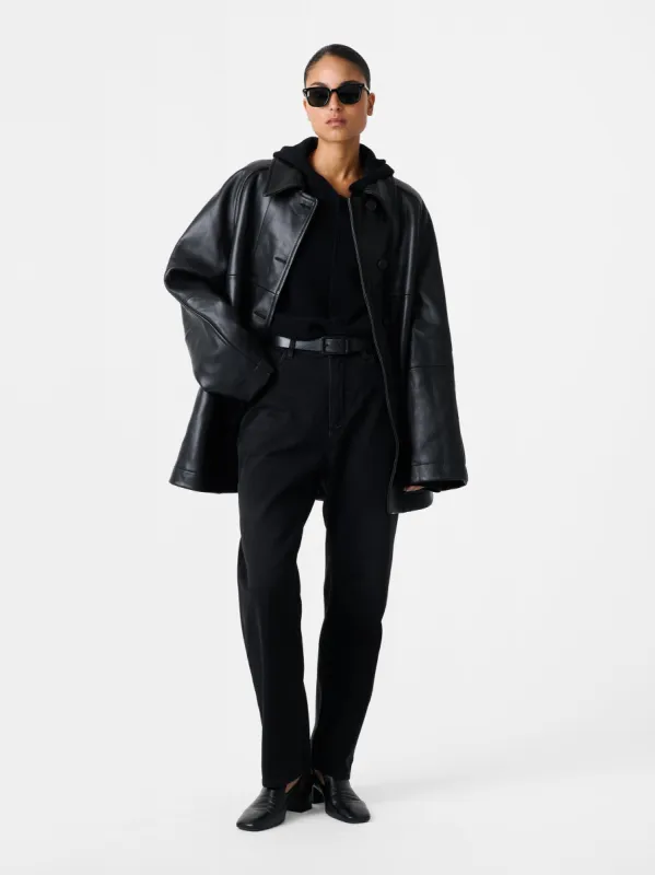 Ridger Leather Coat in Black sold by Studio Nicholson
