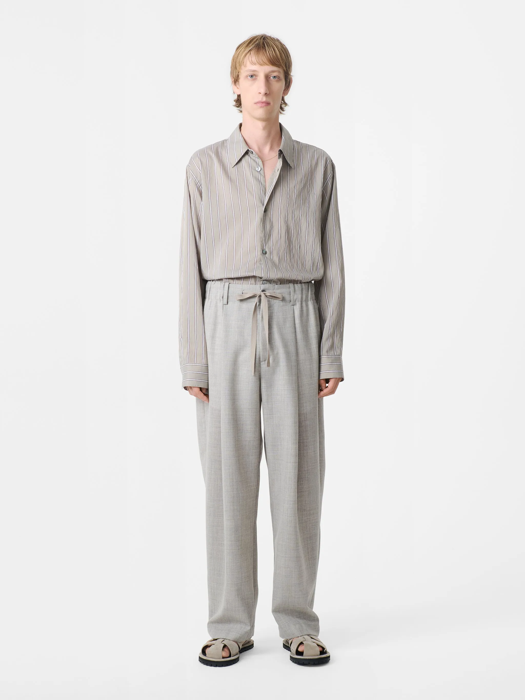Noam Tropical Wool Pant in Ice Melange sold by Studio Nicholson