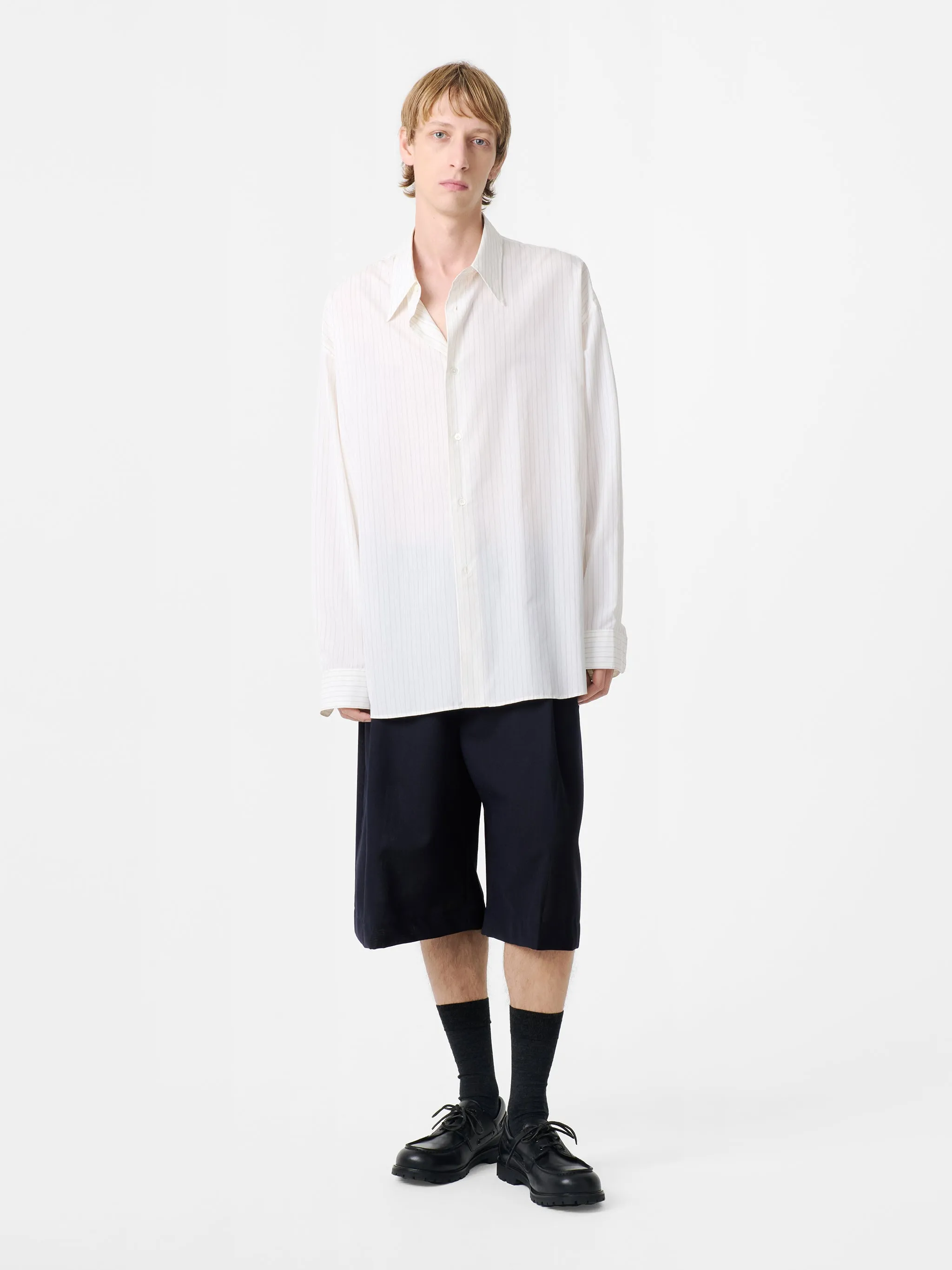 Loche Shirt in Ecru / Black Stripe sold by Studio Nicholson product image thumbnail 3