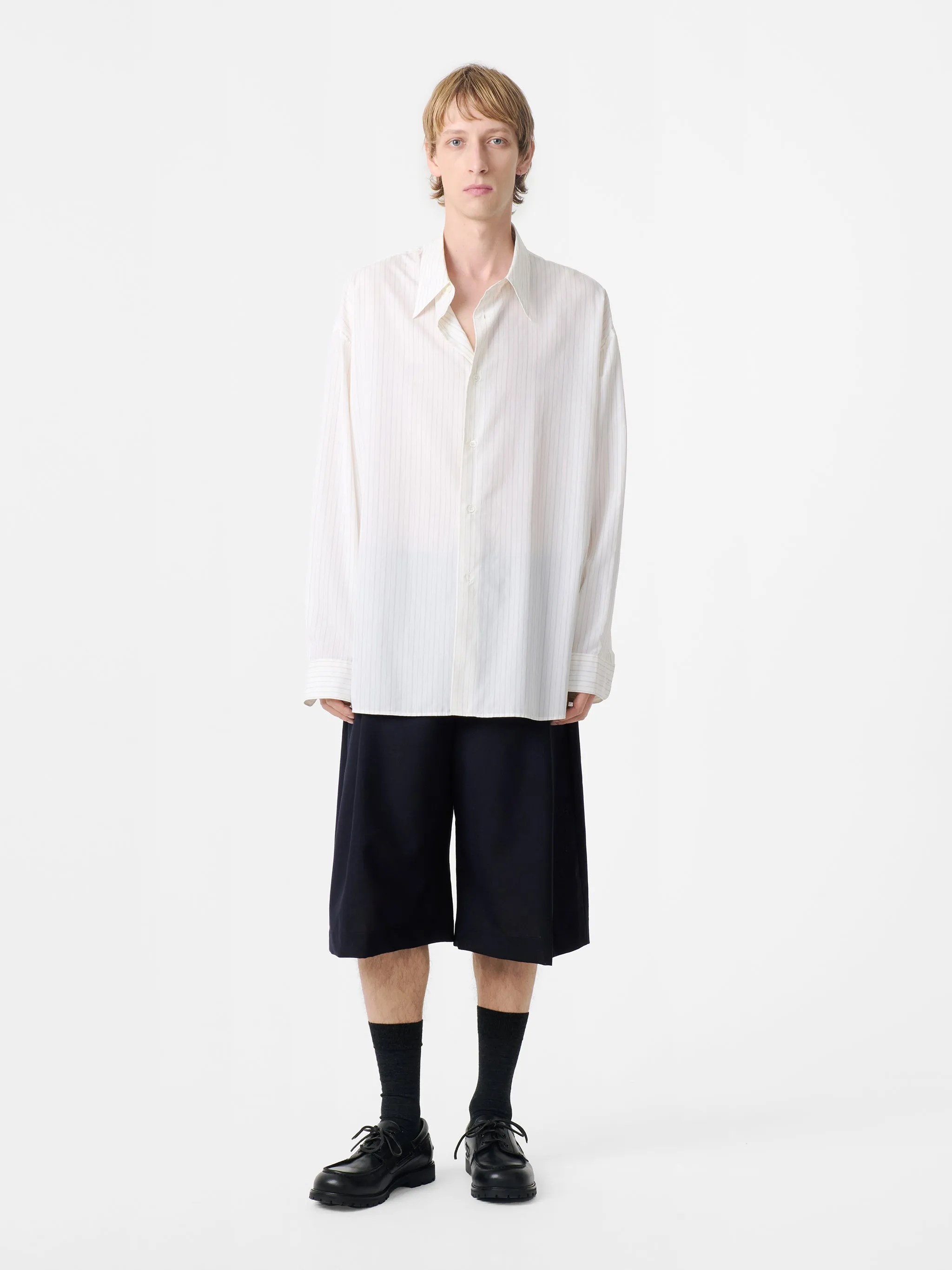 Loche Shirt in Ecru / Black Stripe sold by Studio Nicholson product image thumbnail 5