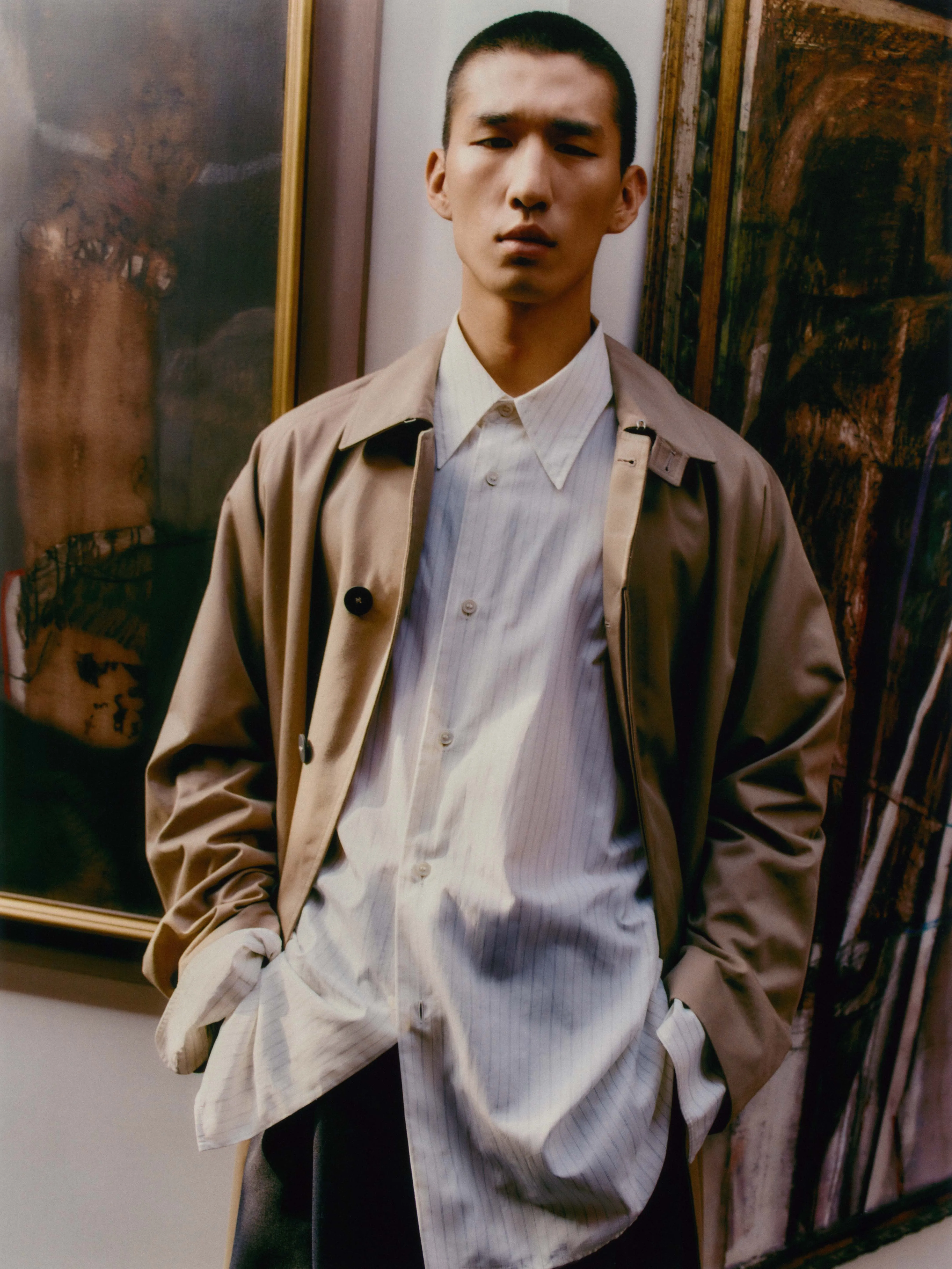 Loche Shirt in Ecru / Black Stripe sold by Studio Nicholson product image thumbnail 2