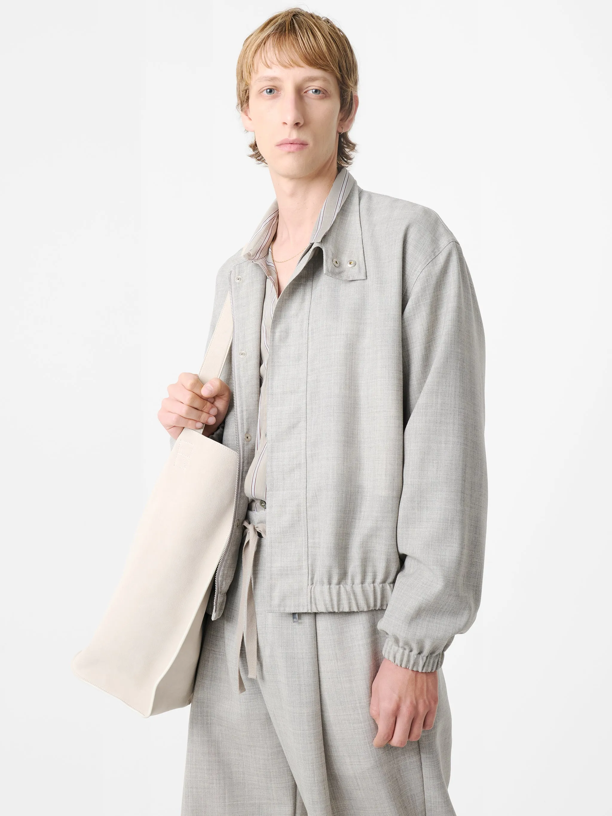 Harle Tropical Wool Jacket in Ice Melange sold by Studio Nicholson product image thumbnail 3