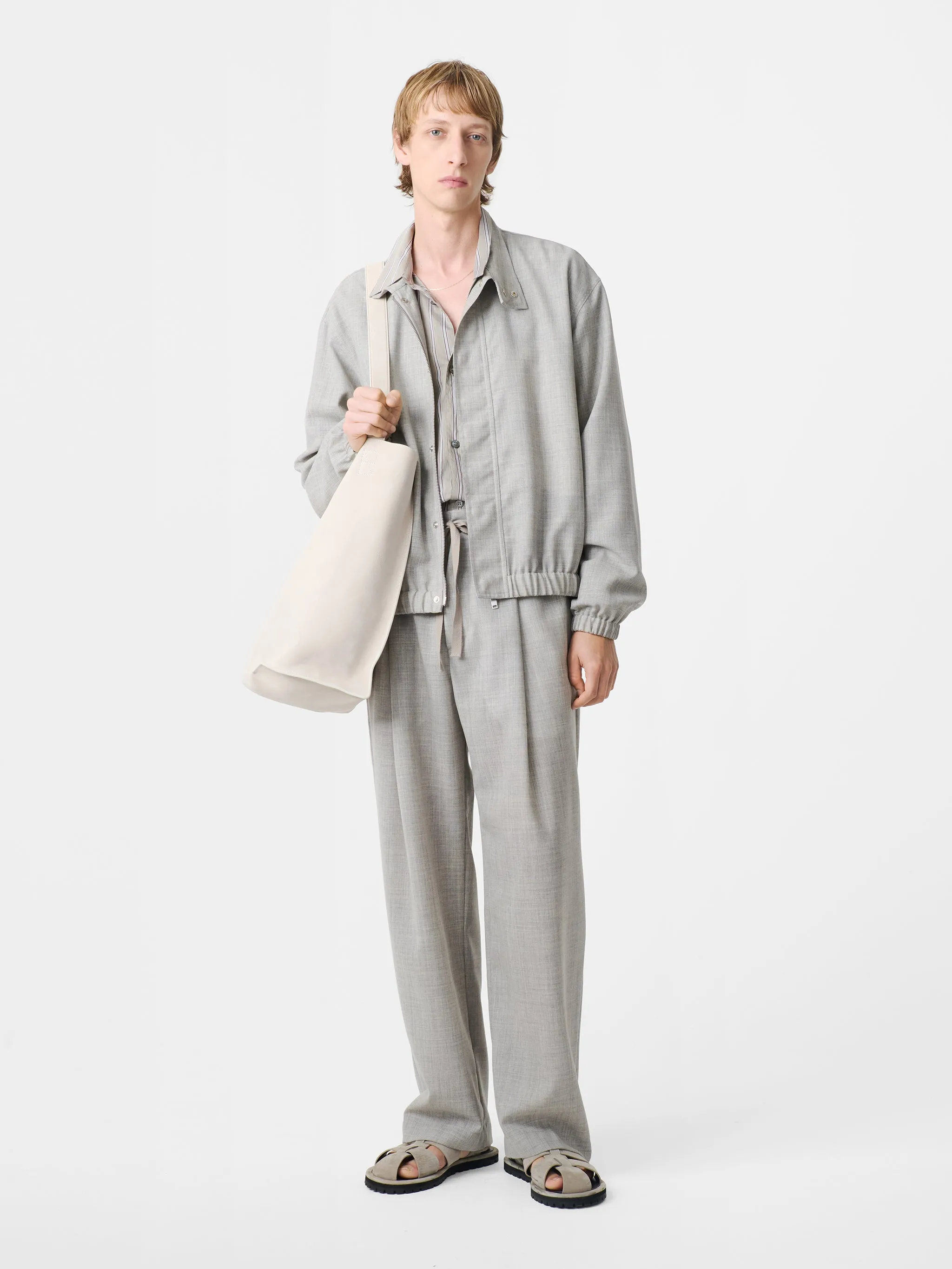 Harle Tropical Wool Jacket in Ice Melange sold by Studio Nicholson