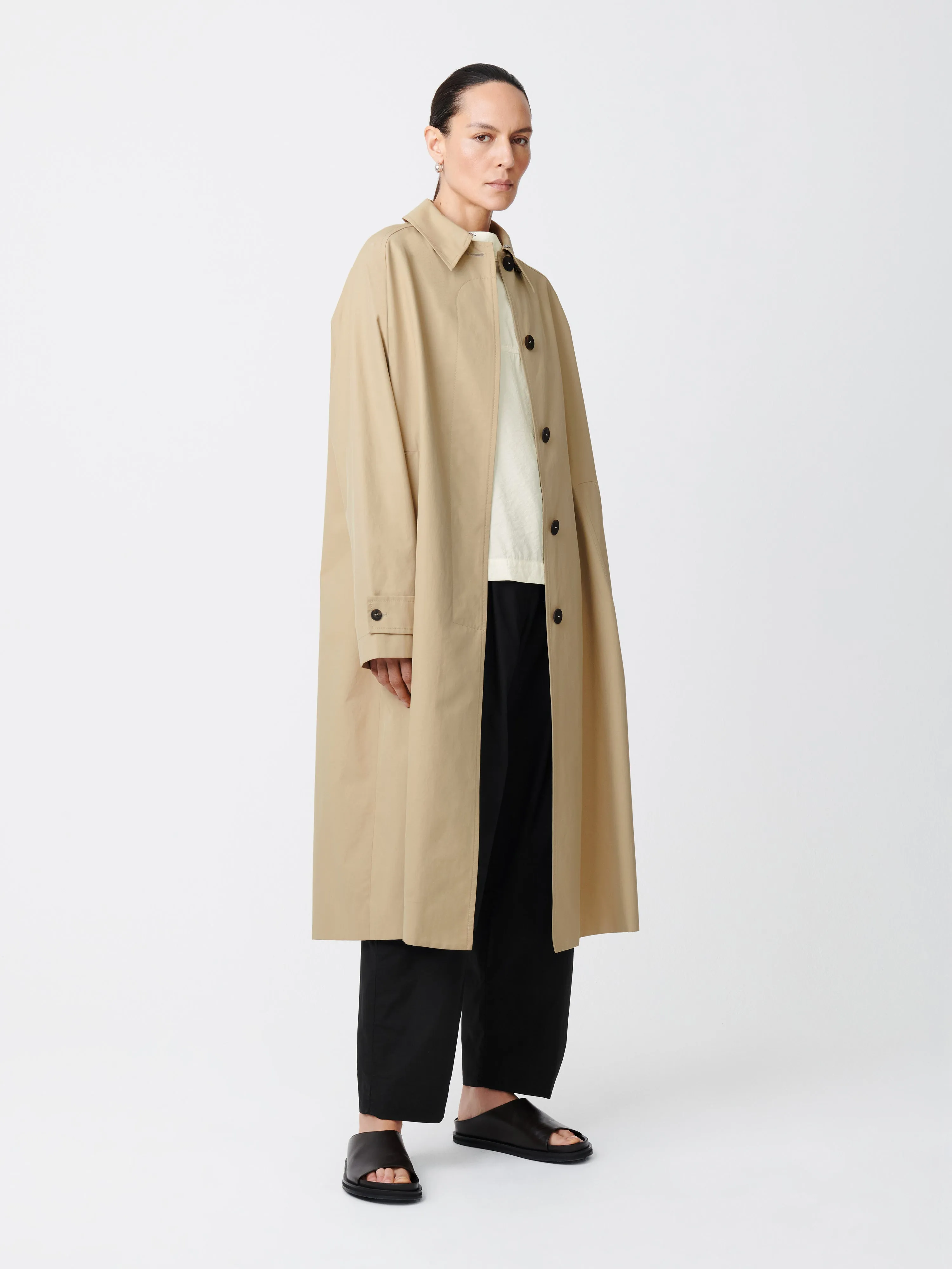 Holin Technical Cotton Coat in Tan sold by Studio Nicholson product image thumbnail 4