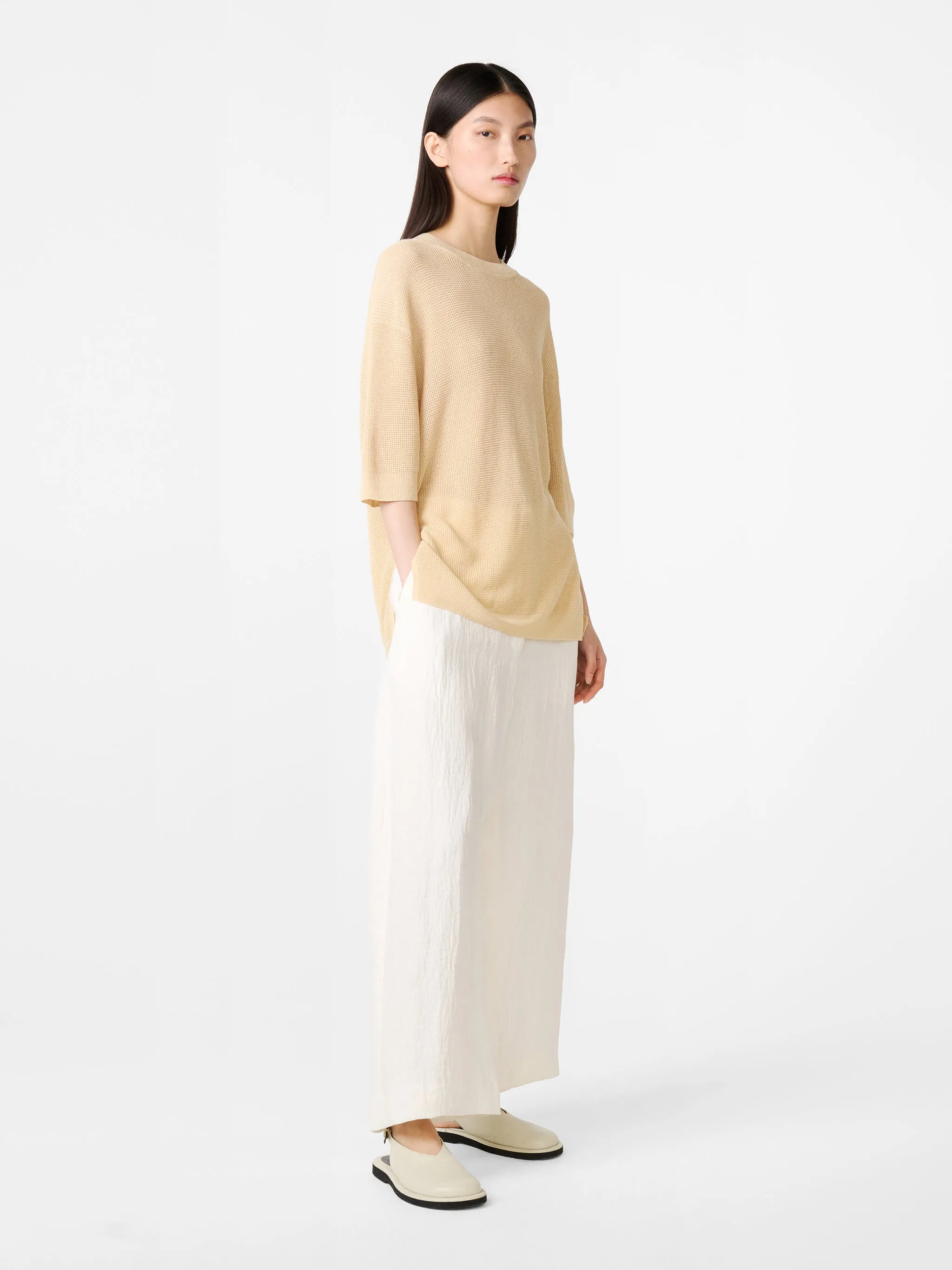 Chalco Linen Pant in Parchment sold by Studio Nicholson product image thumbnail 2