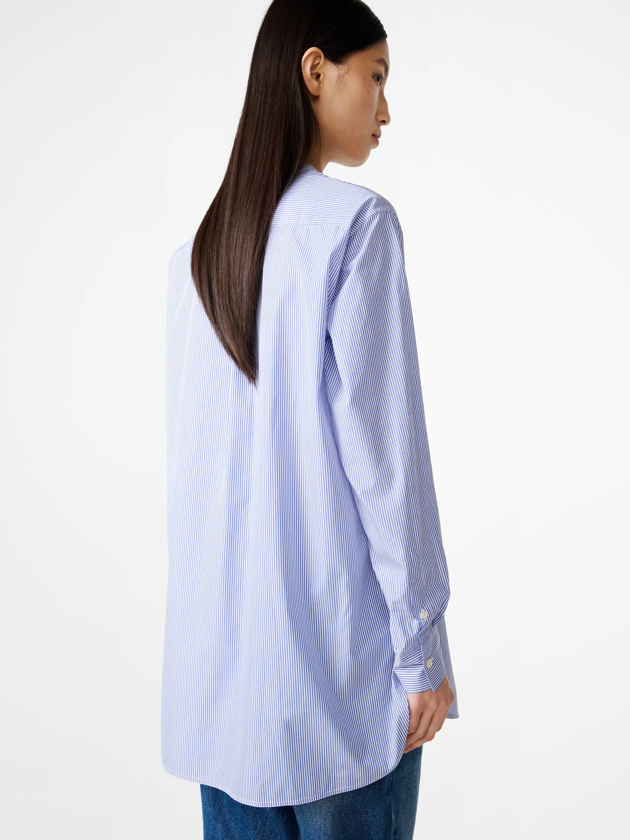 Cici Banker Stripe Shirt in Blue / White sold by Studio Nicholson product image thumbnail 4