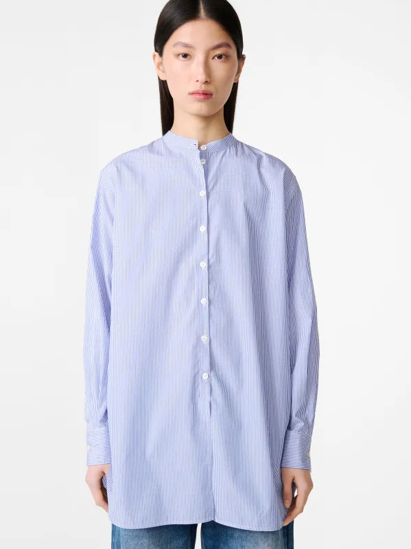 Cici Banker Stripe Shirt in Blue / White sold by Studio Nicholson