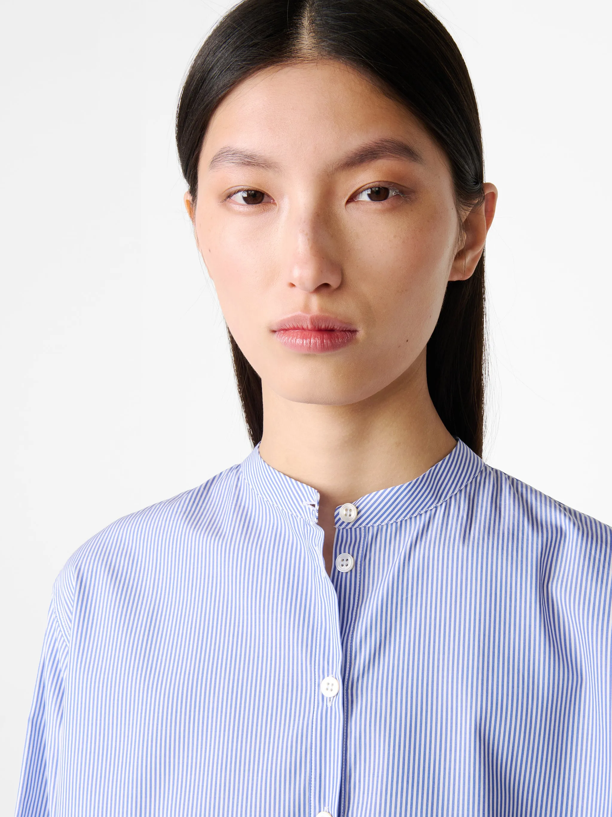 Cici Banker Stripe Shirt in Blue / White sold by Studio Nicholson product image thumbnail 3