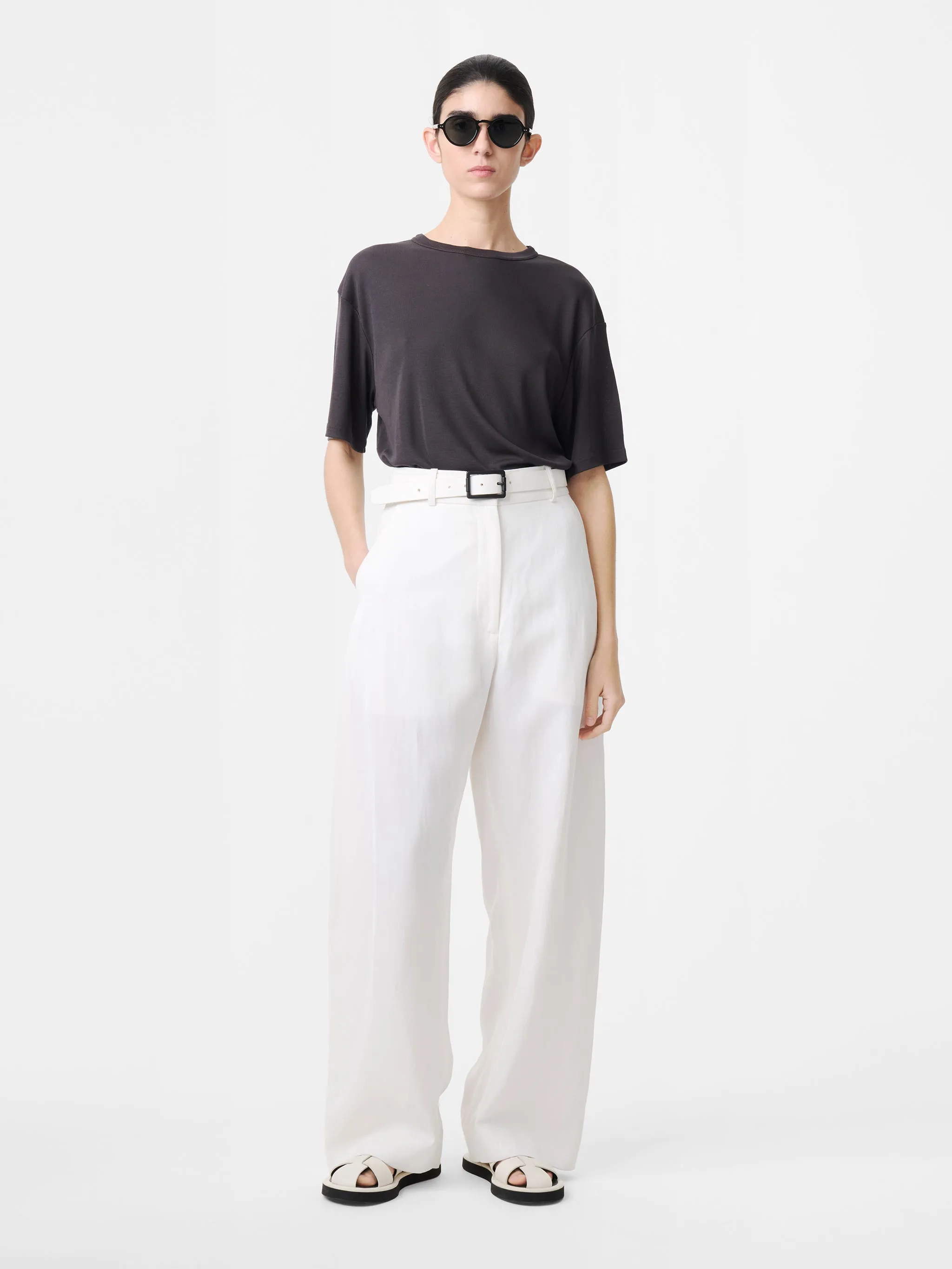 Myers Linen Pant in Parchment sold by Studio Nicholson