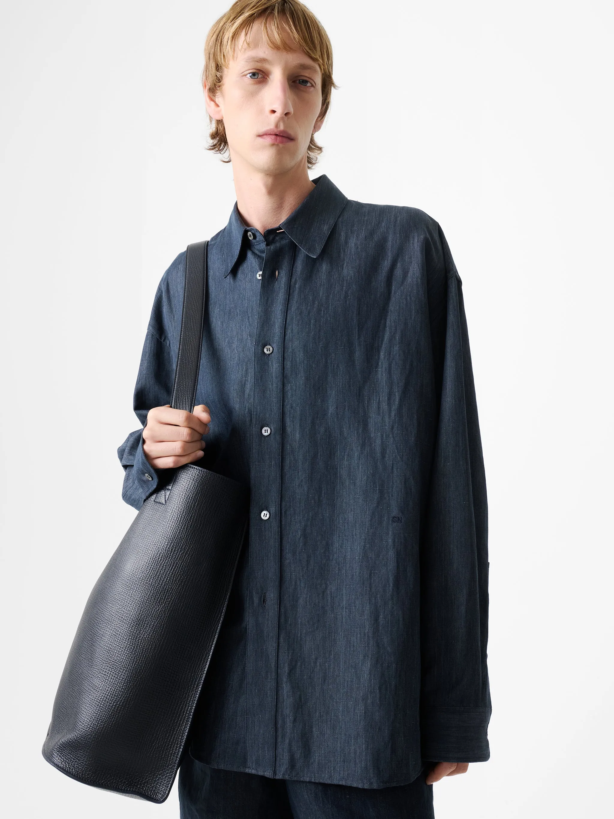 Oli Shirt in Indigo sold by Studio Nicholson