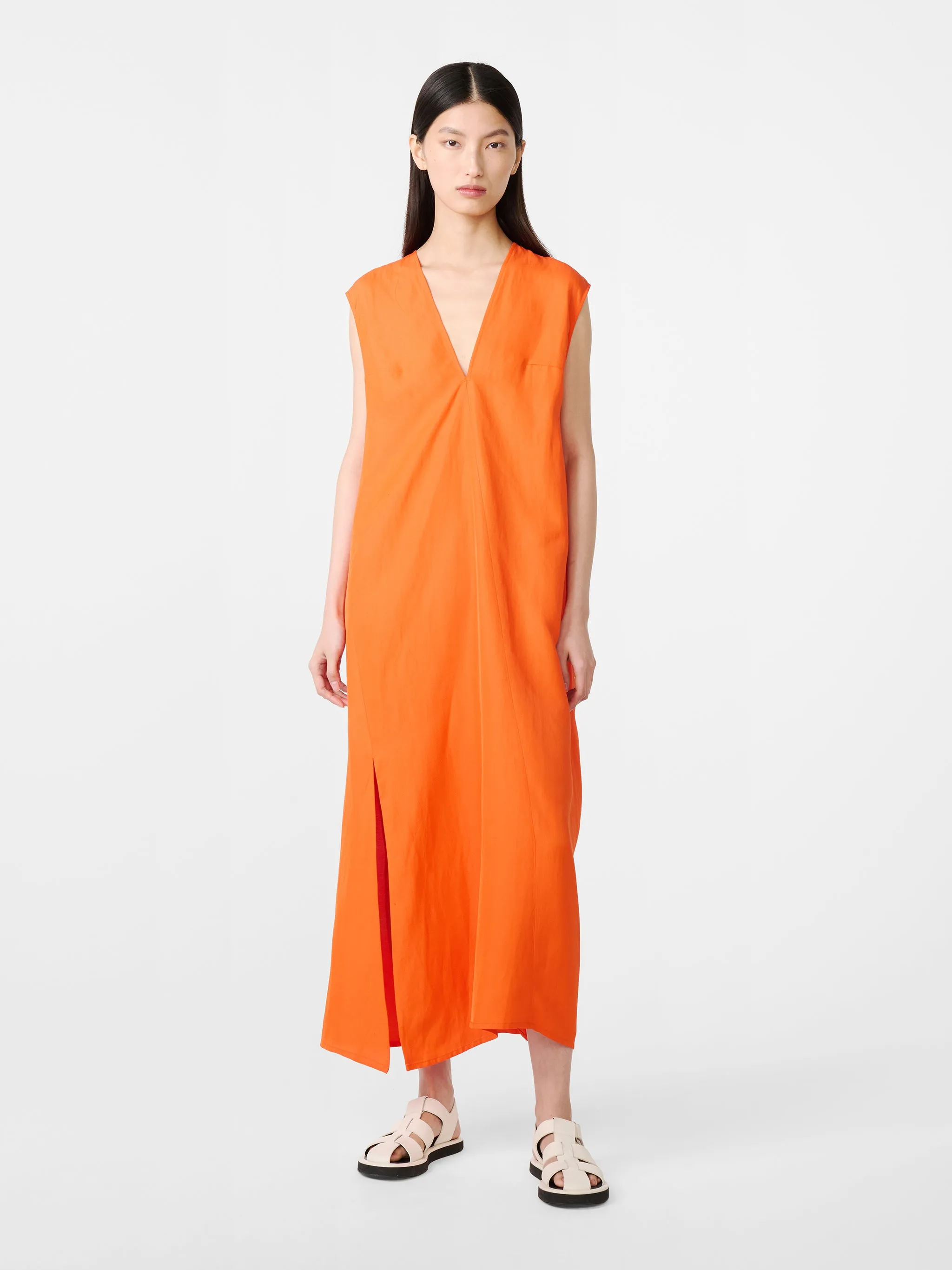 Lise Linen Dress in Clementine sold by Studio Nicholson product image thumbnail 3