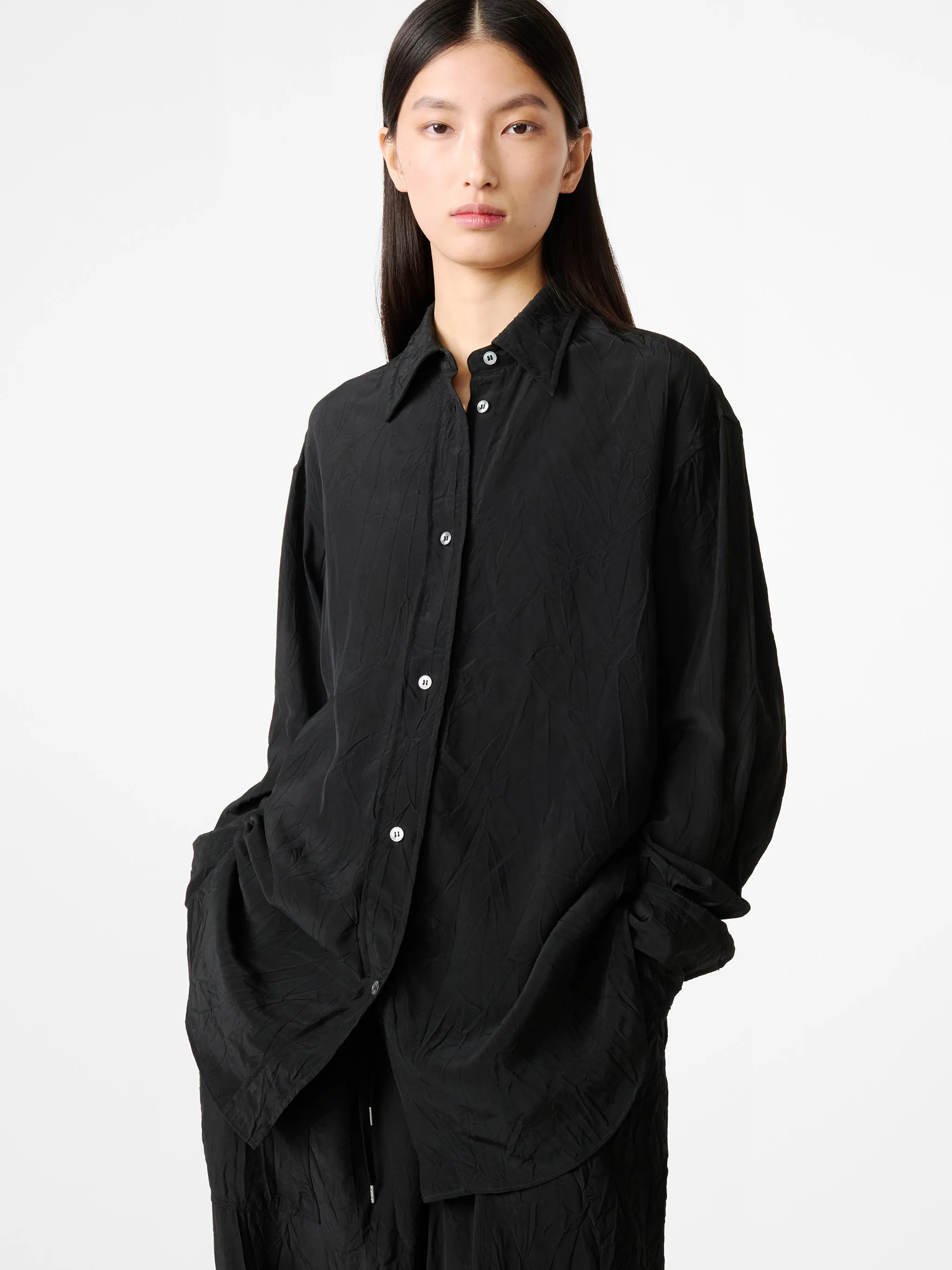 Rouen Shirt in Black sold by Studio Nicholson product image thumbnail 3