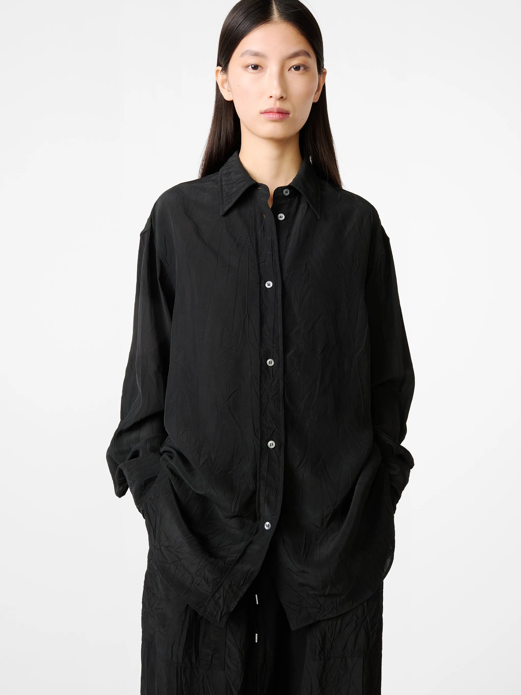 Rouen Shirt in Black sold by Studio Nicholson