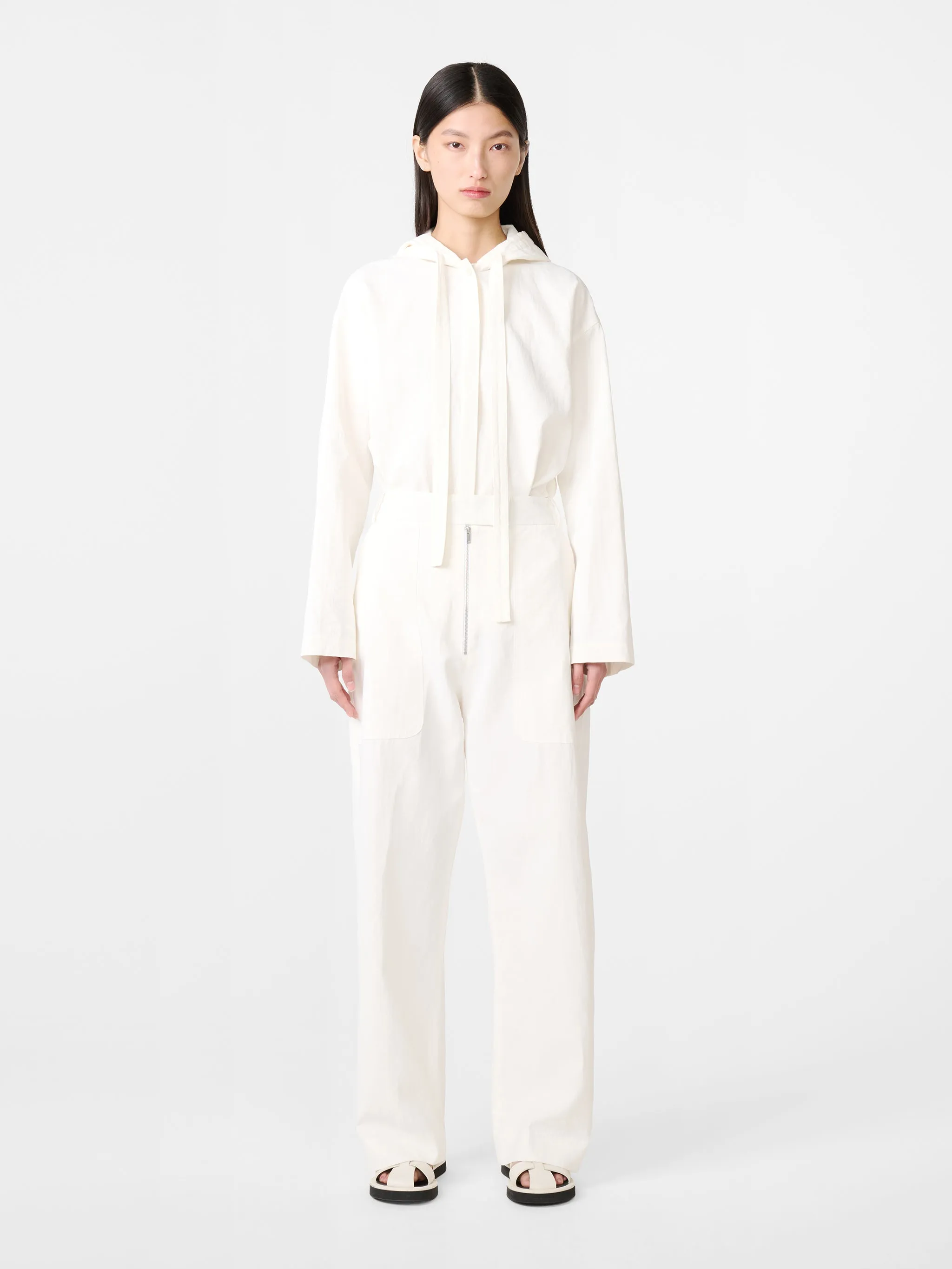 Pravin Linen Pant in Milk sold by Studio Nicholson
