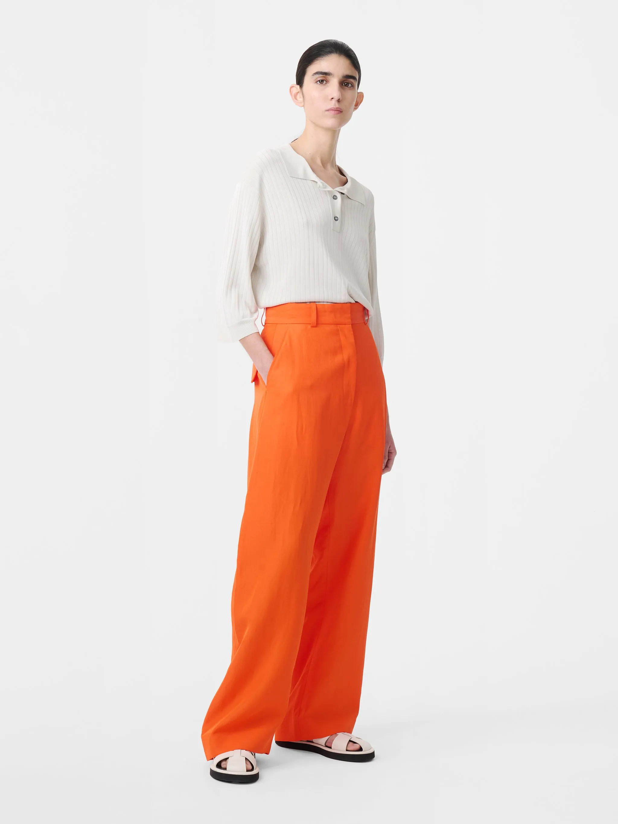 Myers Linen Pant in Clementine sold by Studio Nicholson product image thumbnail 2