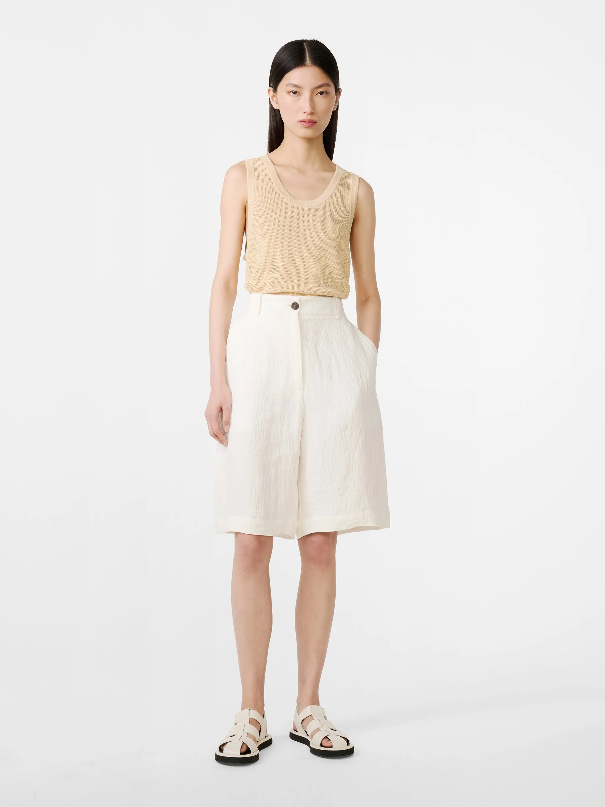 Luna Linen Short in Parchment sold by Studio Nicholson