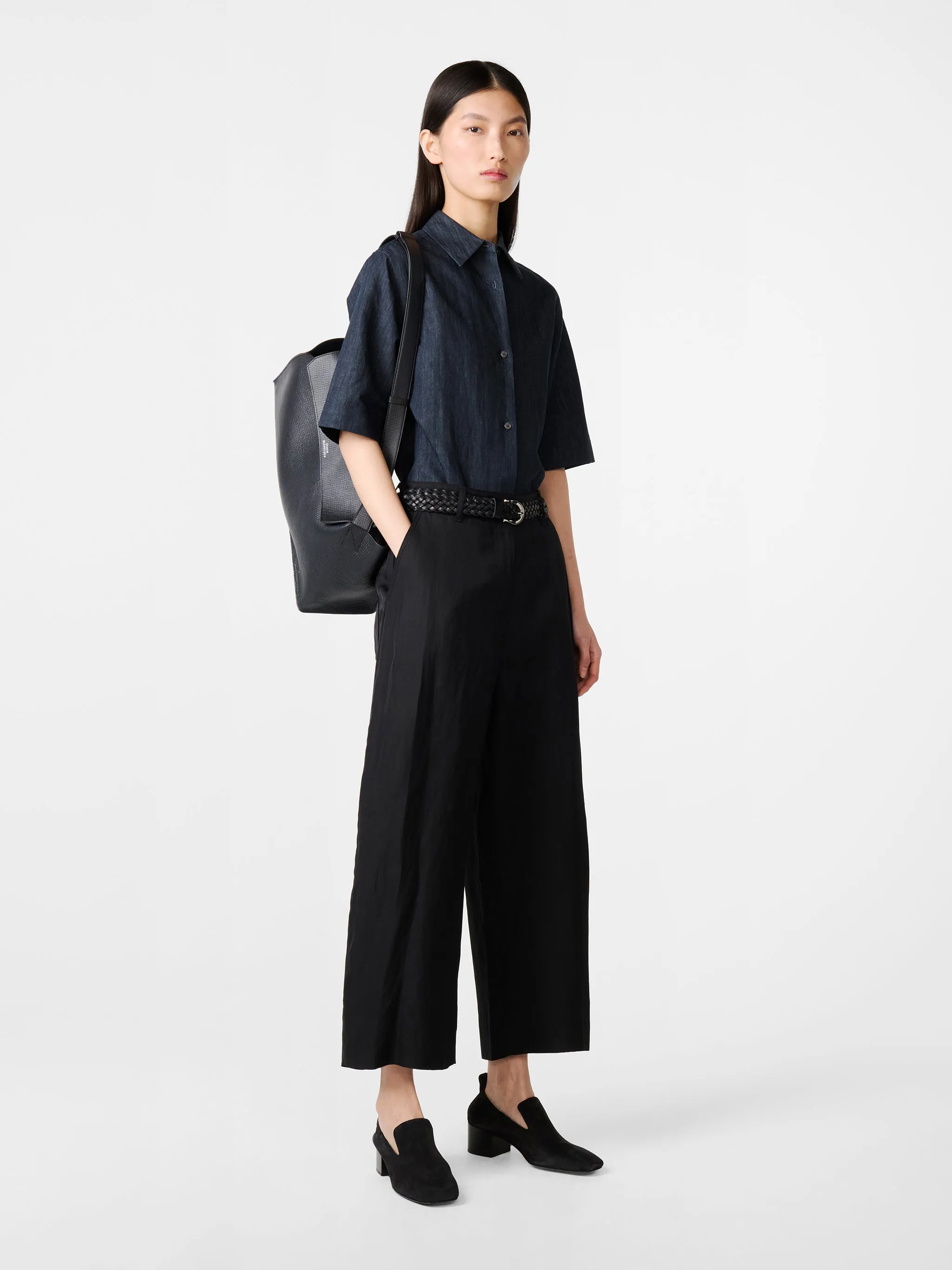 Chalco Linen Pant in Black sold by Studio Nicholson product image thumbnail 3
