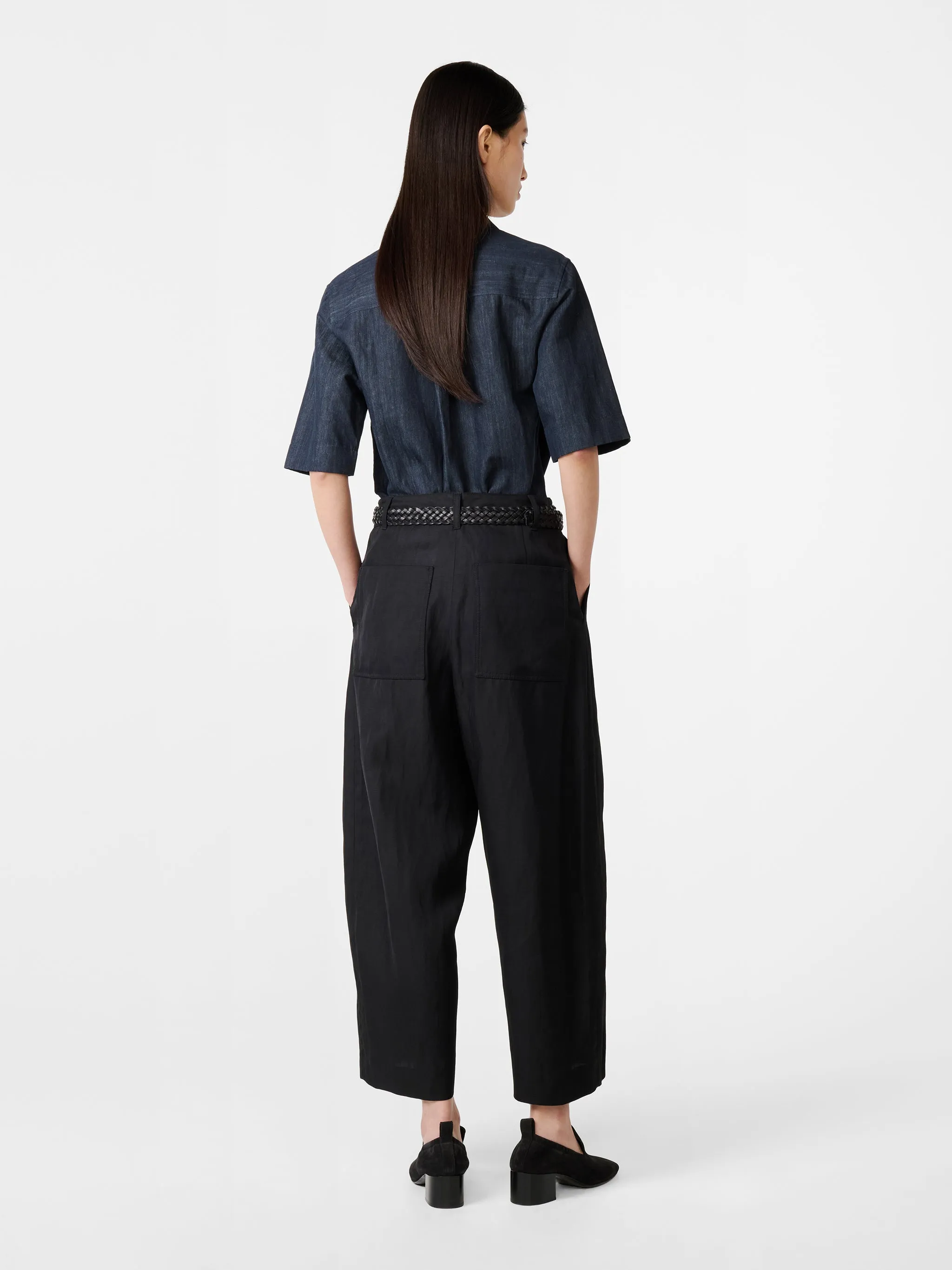Chalco Linen Pant in Black sold by Studio Nicholson product image thumbnail 4
