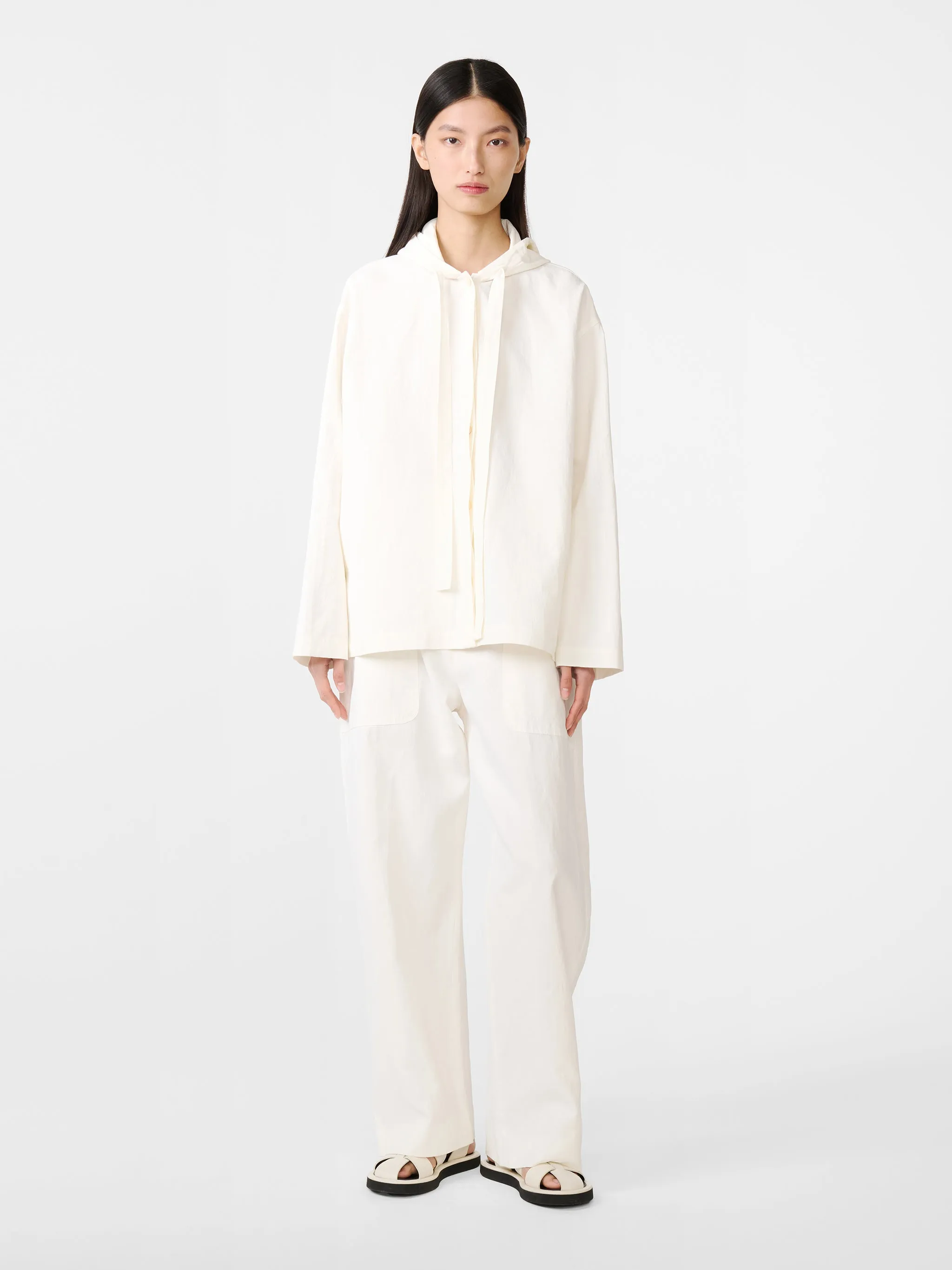 Belleri Linen Jacket in Milk sold by Studio Nicholson product image thumbnail 2