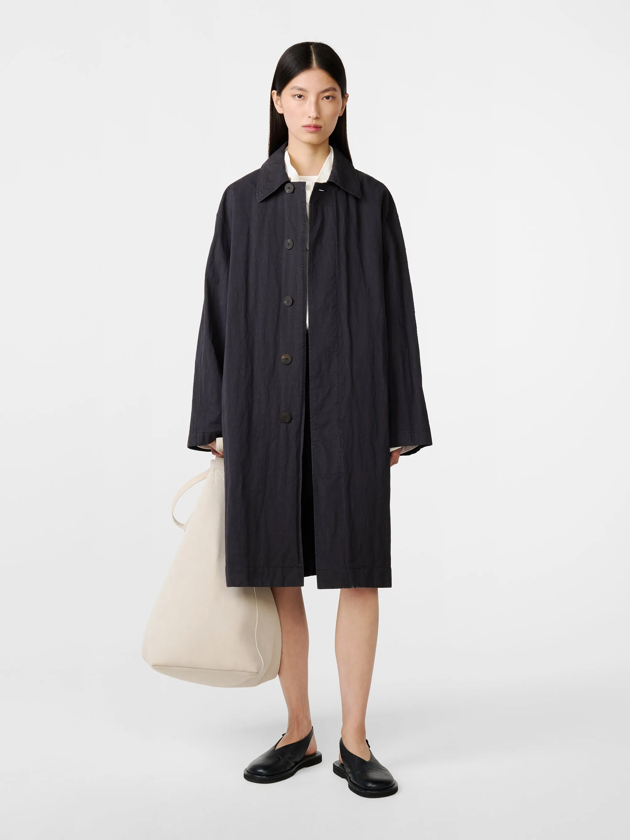 Nevis Coat in Dark Navy sold by Studio Nicholson product image thumbnail 2