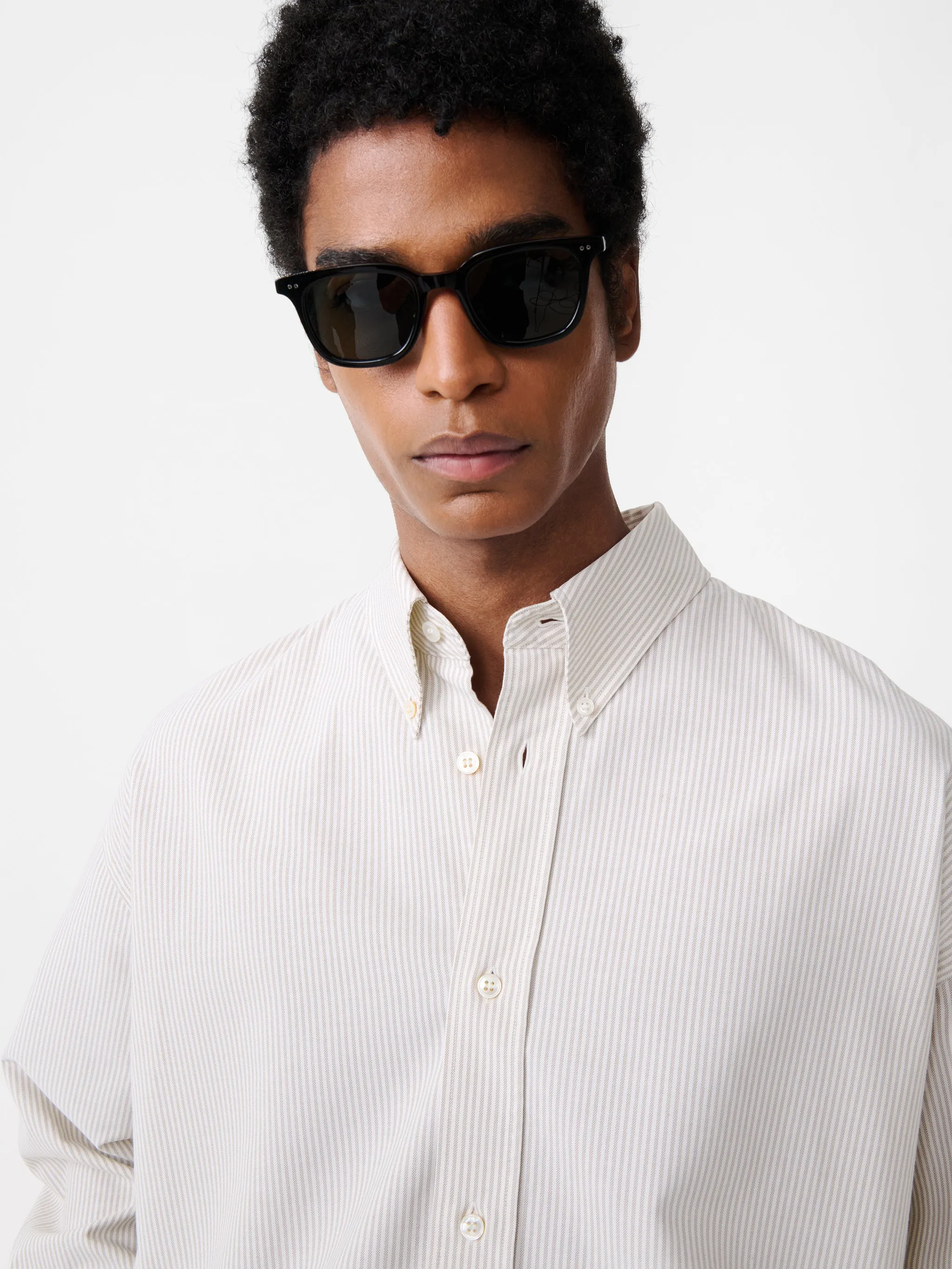 Ruskin Shirt in Khaki Stripe sold by Studio Nicholson product image thumbnail 3