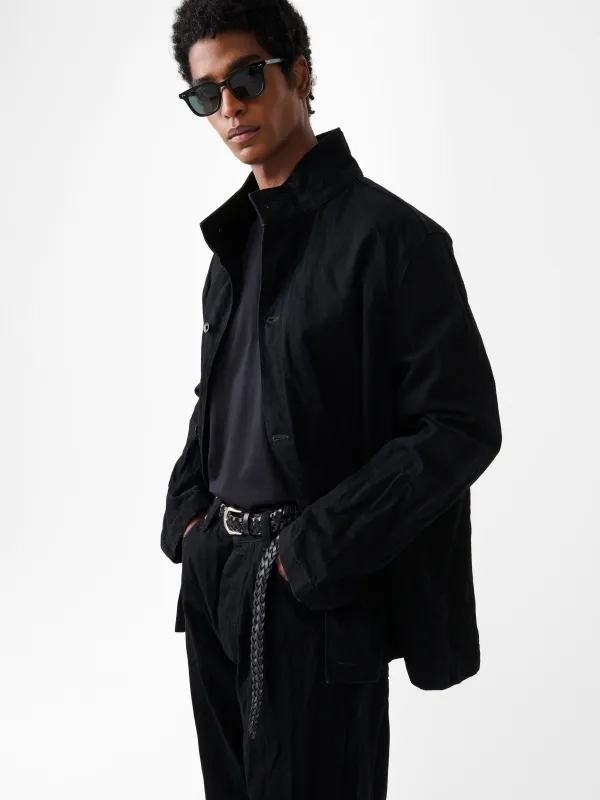 District Crinkle Denim Jacket in Black sold by Studio Nicholson