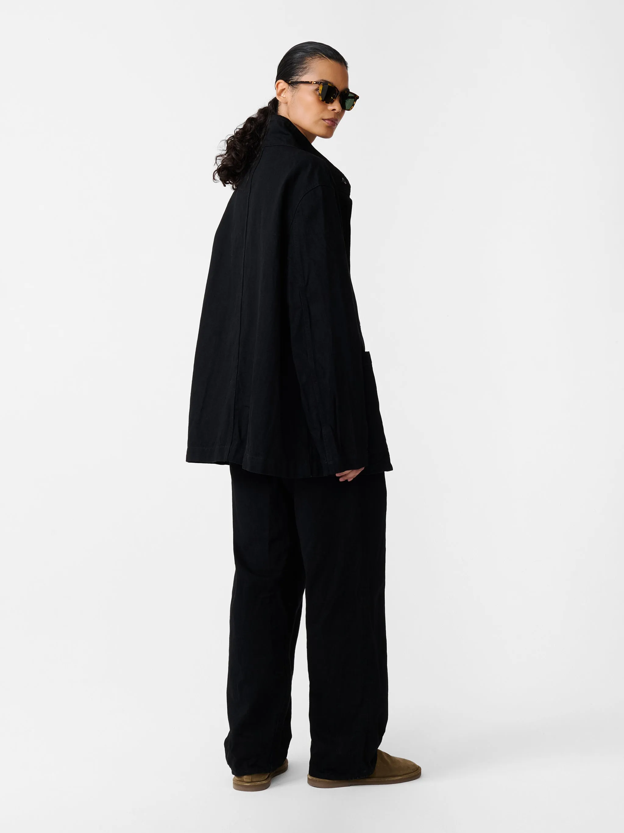 District Crinkle Denim Jacket in Black sold by Studio Nicholson product image thumbnail 2