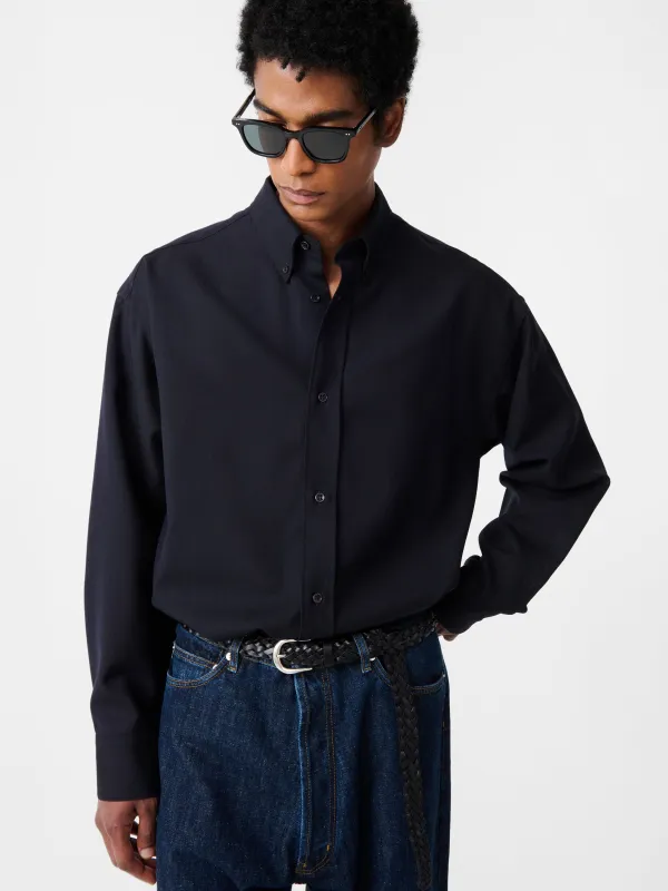Jude Heritage Wool Shirt in Darkest Navy sold by Studio Nicholson