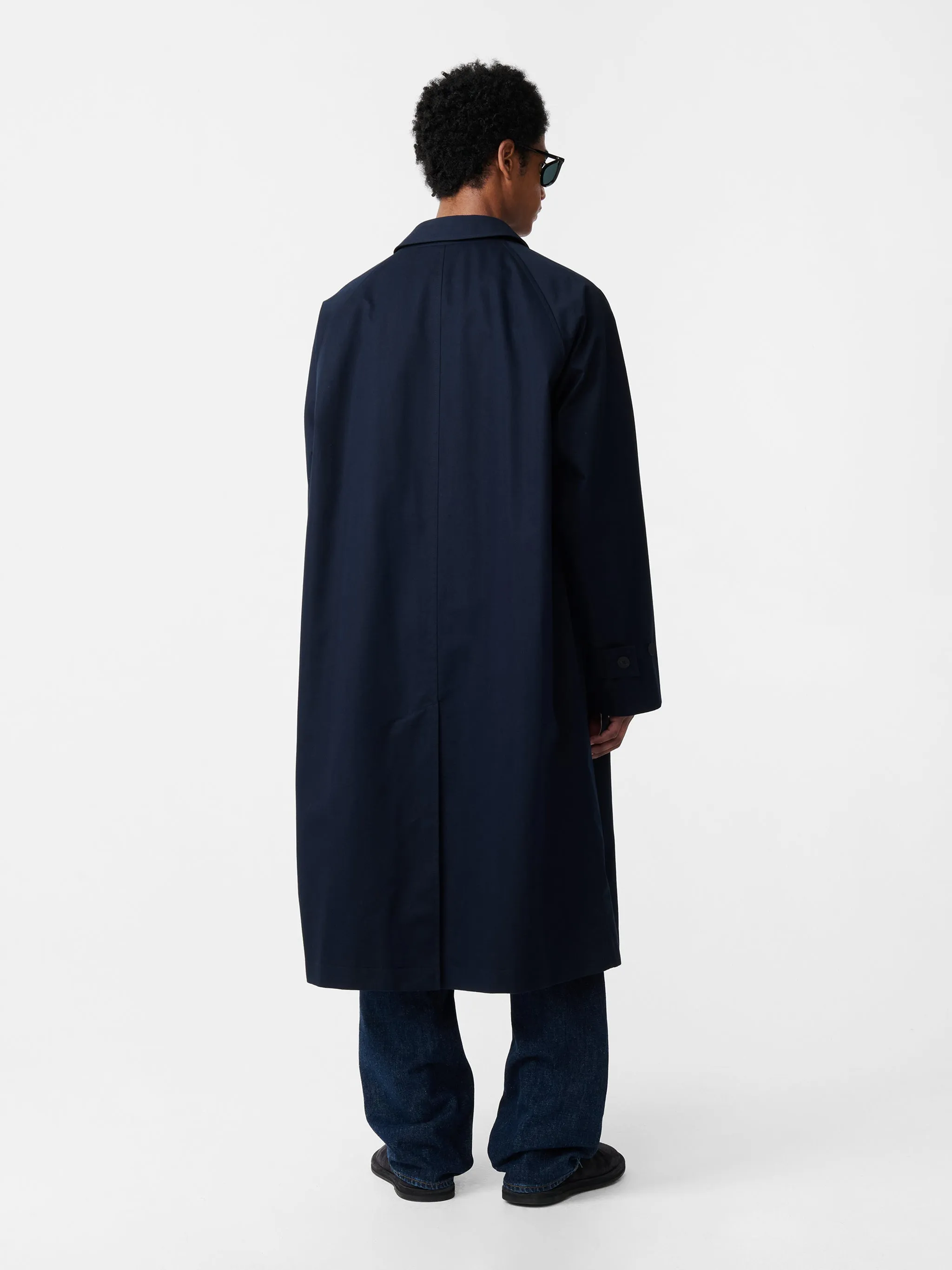 Crowe Coated Cotton Coat in Darkest Navy sold by Studio Nicholson product image thumbnail 4