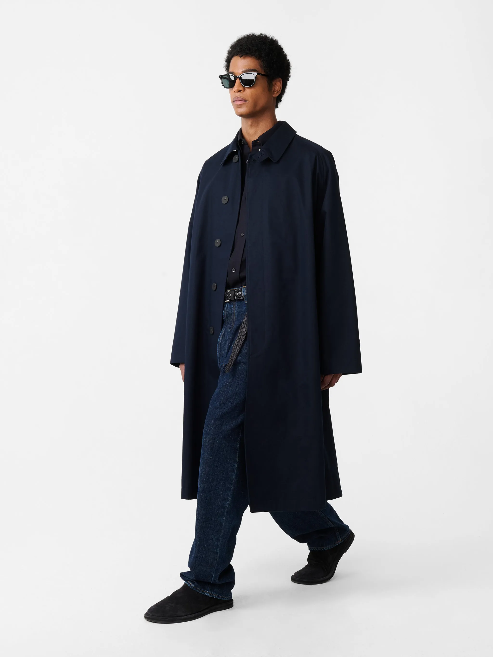 Crowe Coated Cotton Coat in Darkest Navy sold by Studio Nicholson product image thumbnail 5