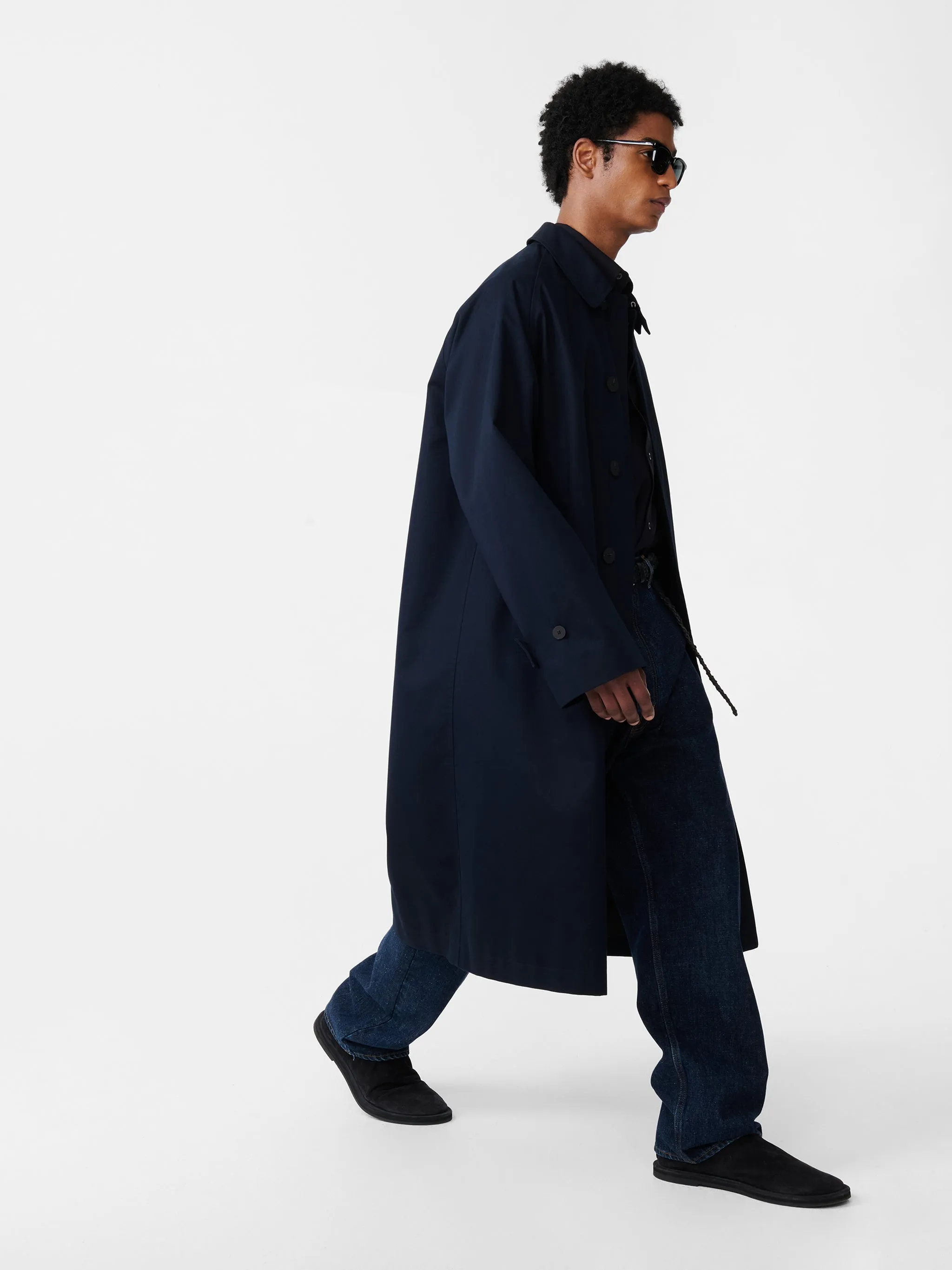 Crowe Coated Cotton Coat in Darkest Navy sold by Studio Nicholson product image thumbnail 3
