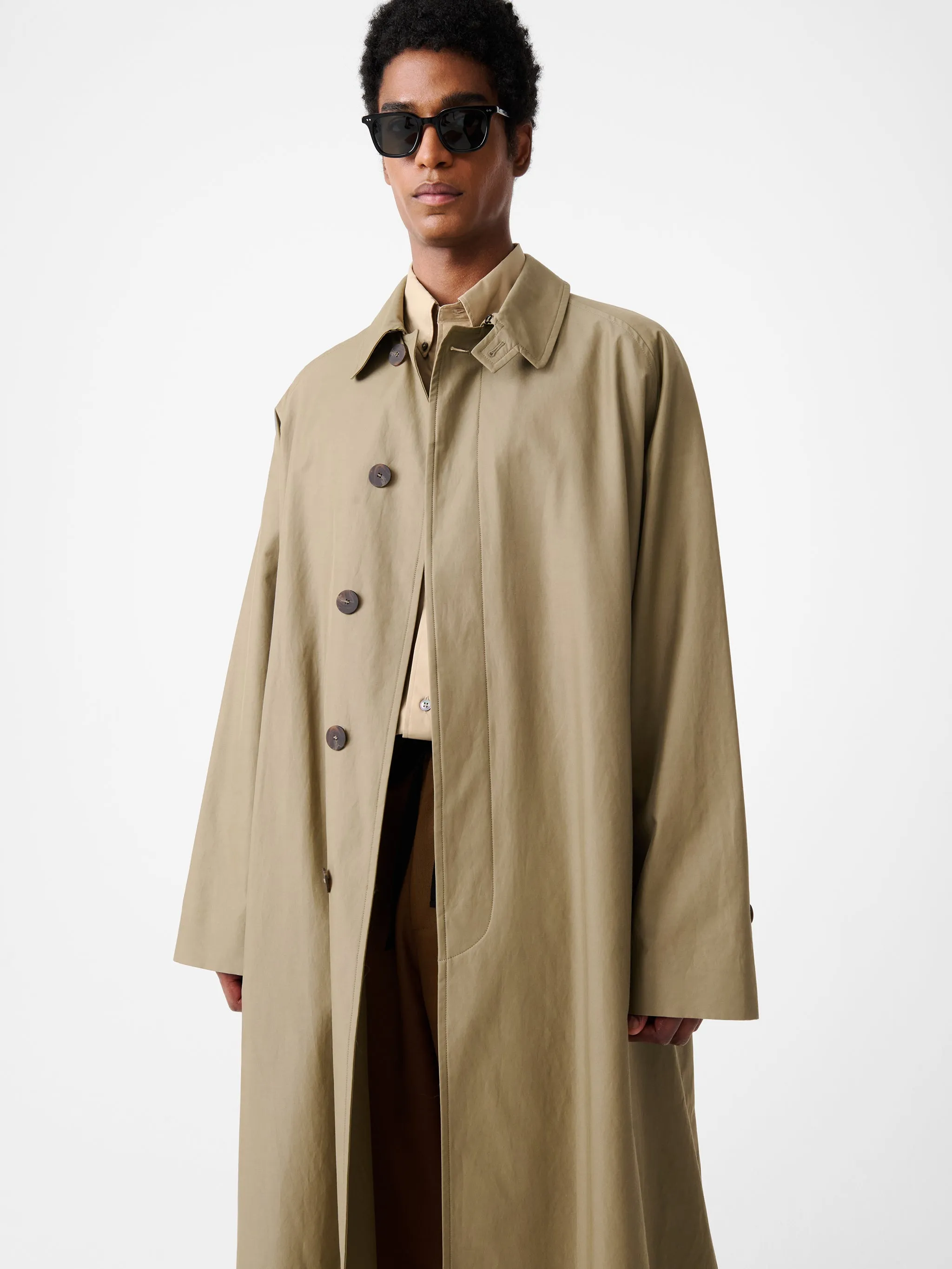 Crowe Coated Cotton Coat in Dark Dusk sold by Studio Nicholson product image thumbnail 3