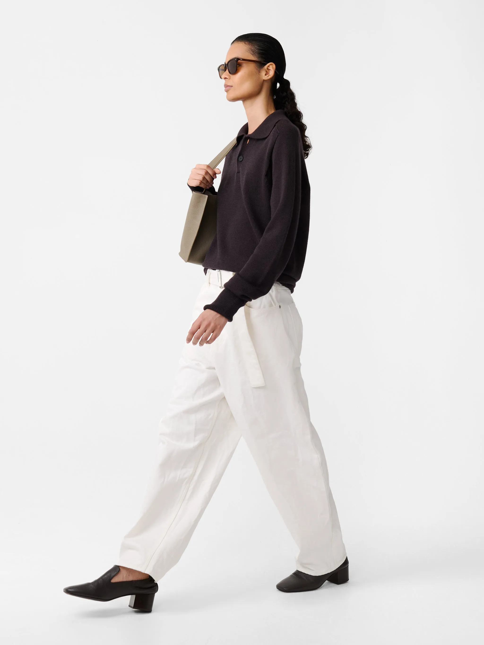 Cahun Crinkle Denim Pant in White sold by Studio Nicholson product image thumbnail 4