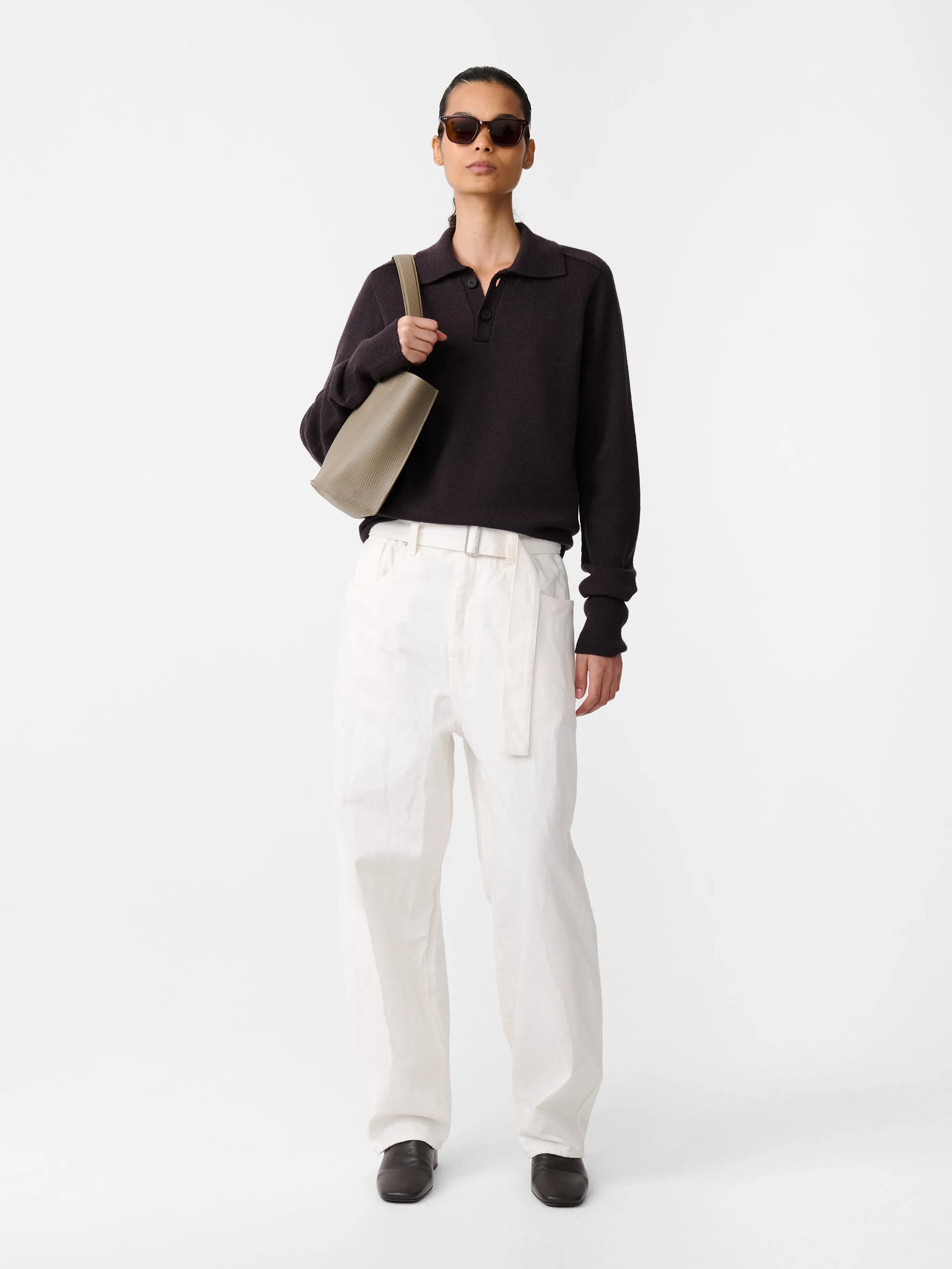 Cahun Crinkle Denim Pant in White sold by Studio Nicholson product image thumbnail 2