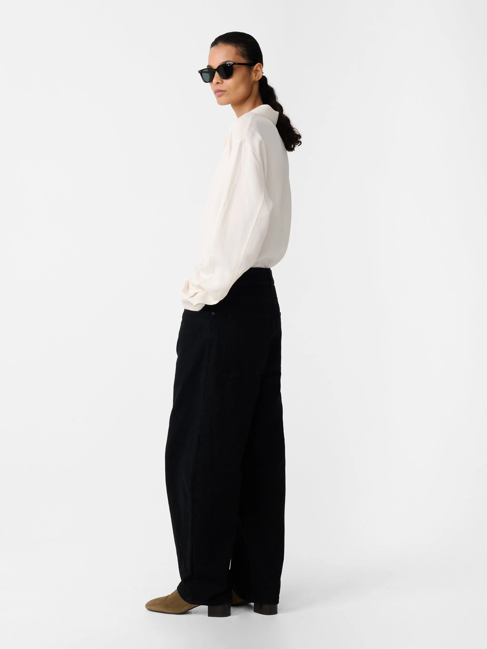 Cahun Crinkle Denim Pant in Black sold by Studio Nicholson product image thumbnail 4
